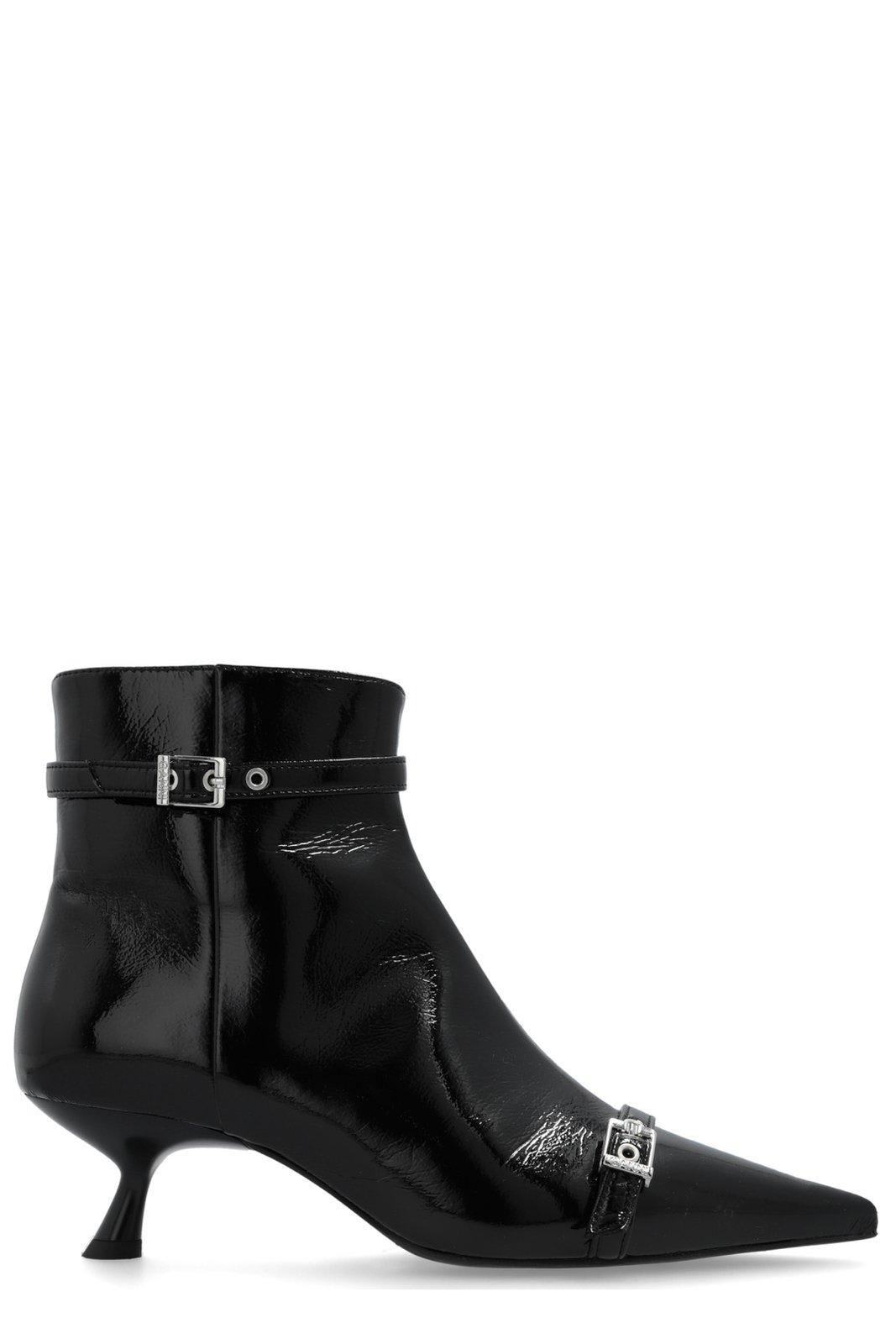 Shop Ganni Heeled Ankle Boots In Black