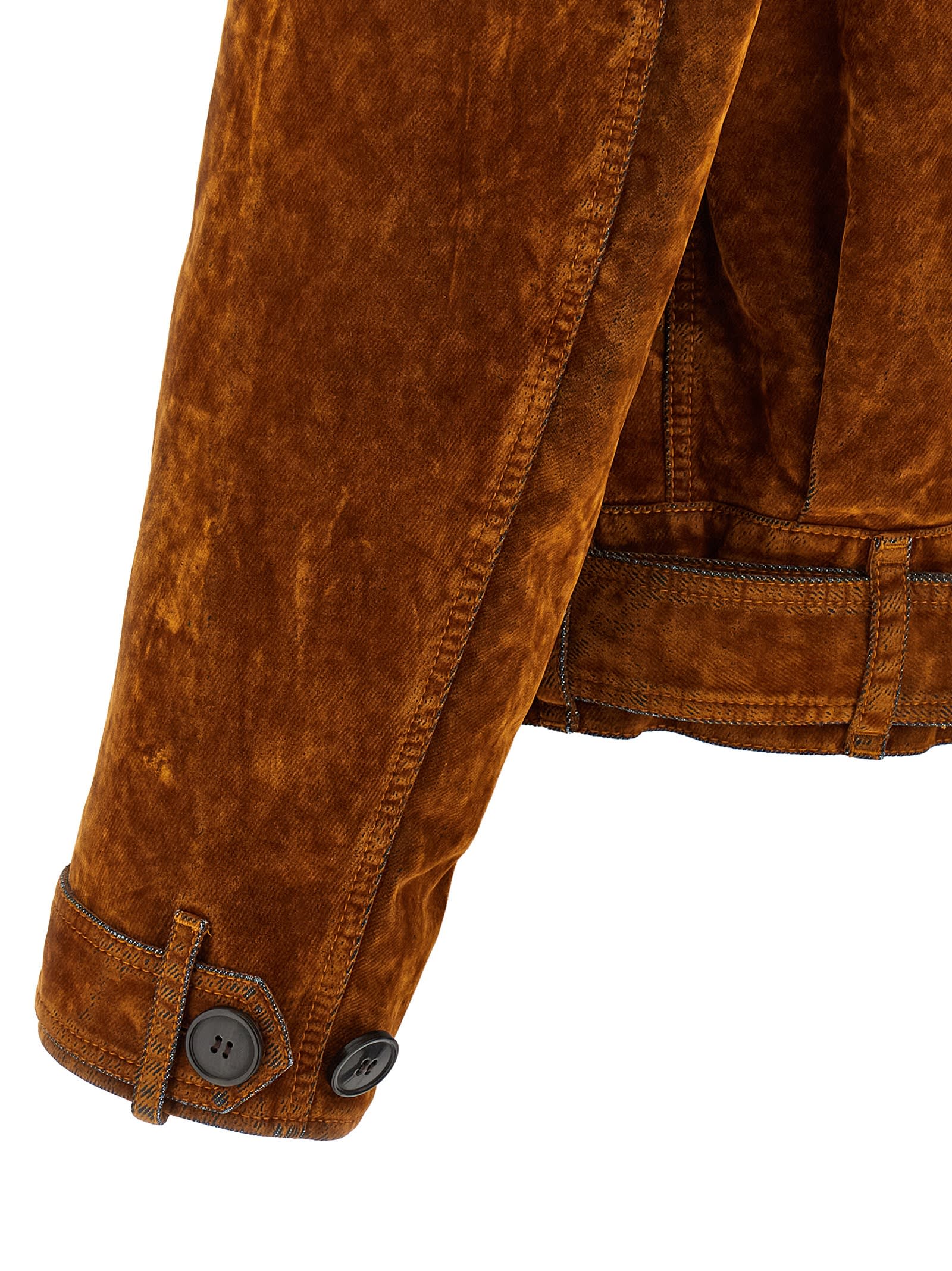 Dries Van Noten Velvet Biker Jacket Puffer Jackets Multicolor In Brown