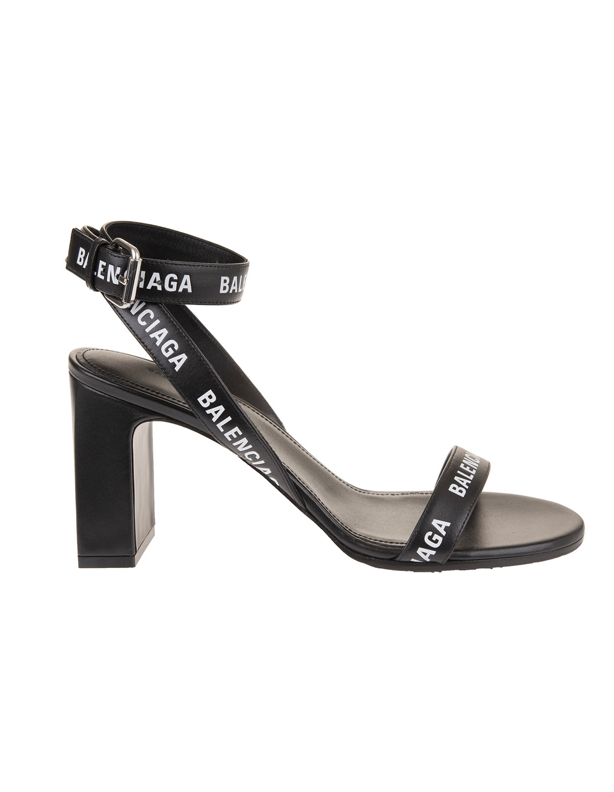 Buy Balenciaga Black Sandal With Logoed Straps online, shop Balenciaga shoes with free shipping