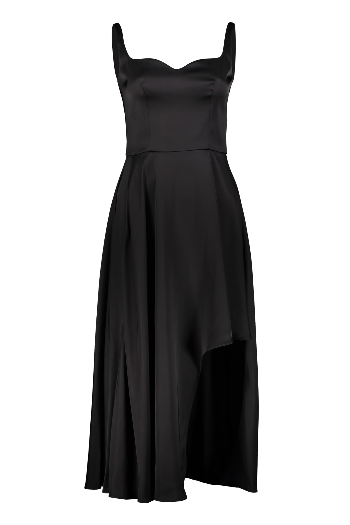Shop Alexander Mcqueen Asymmetric Hem Midi Dress In Black