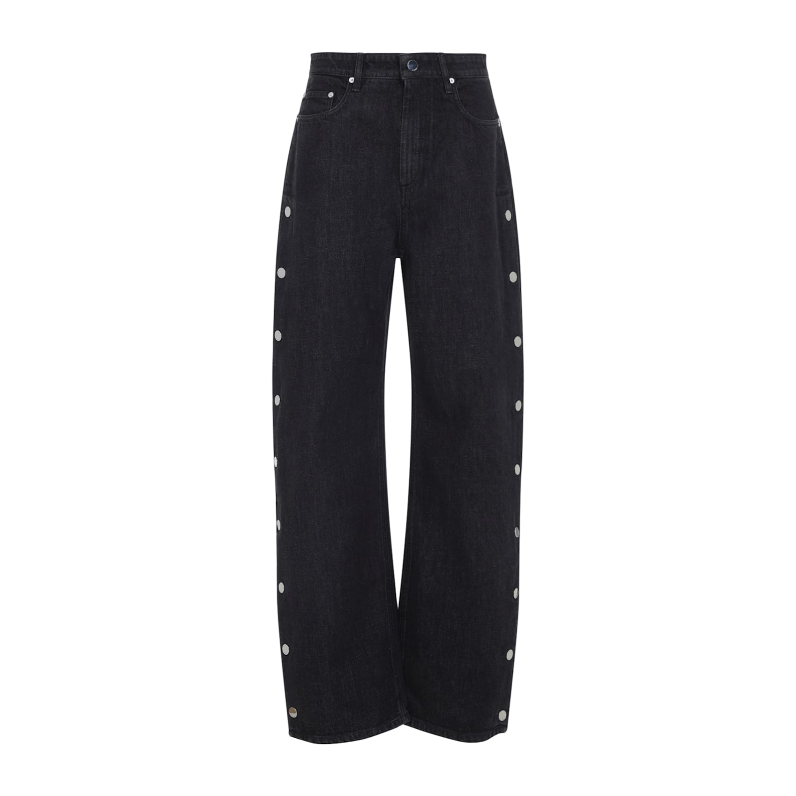 Sportmax Snap Button High Waist Wide Leg Trousers In Blue