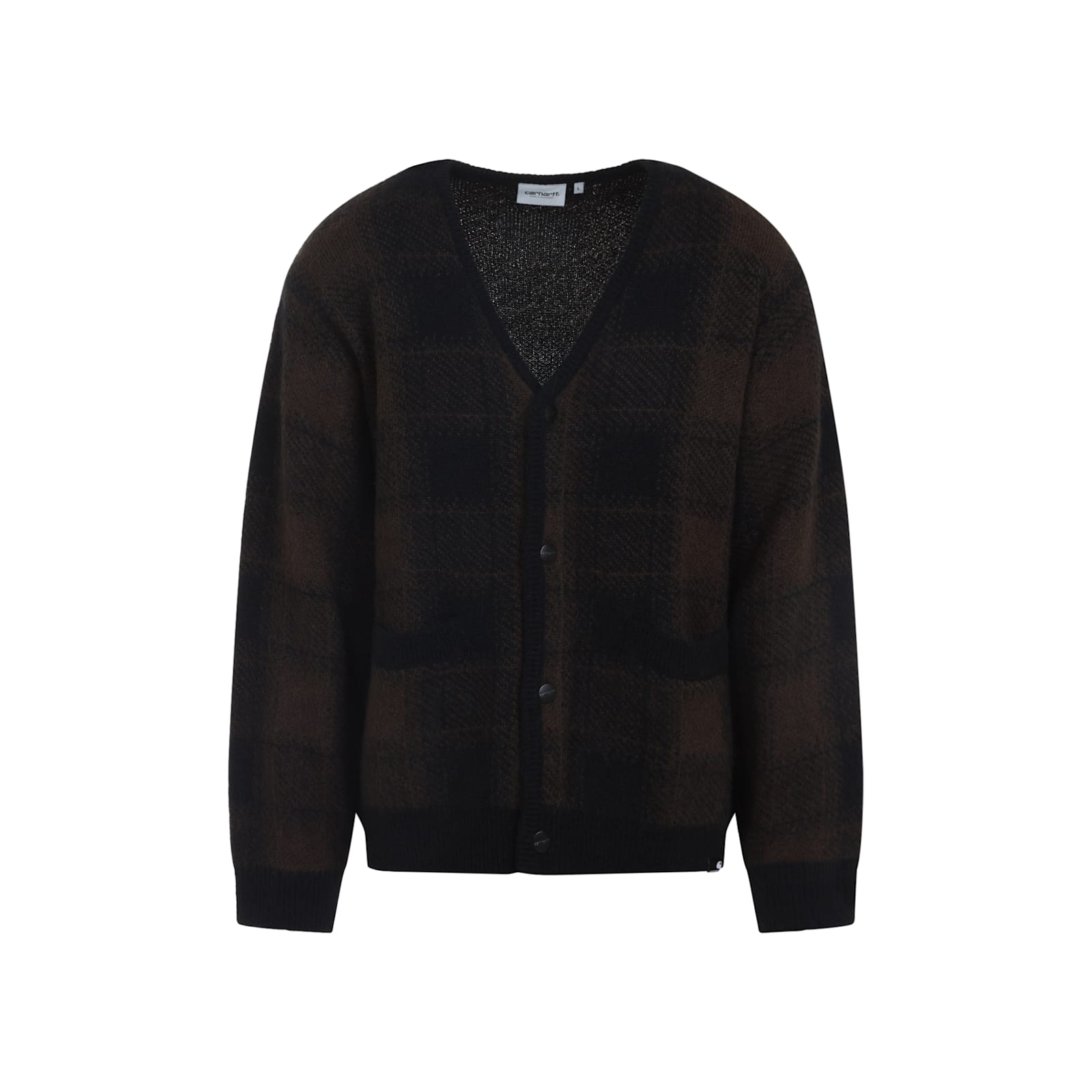Carhartt Checked Pattern Long Sleeve Cardigan In Black