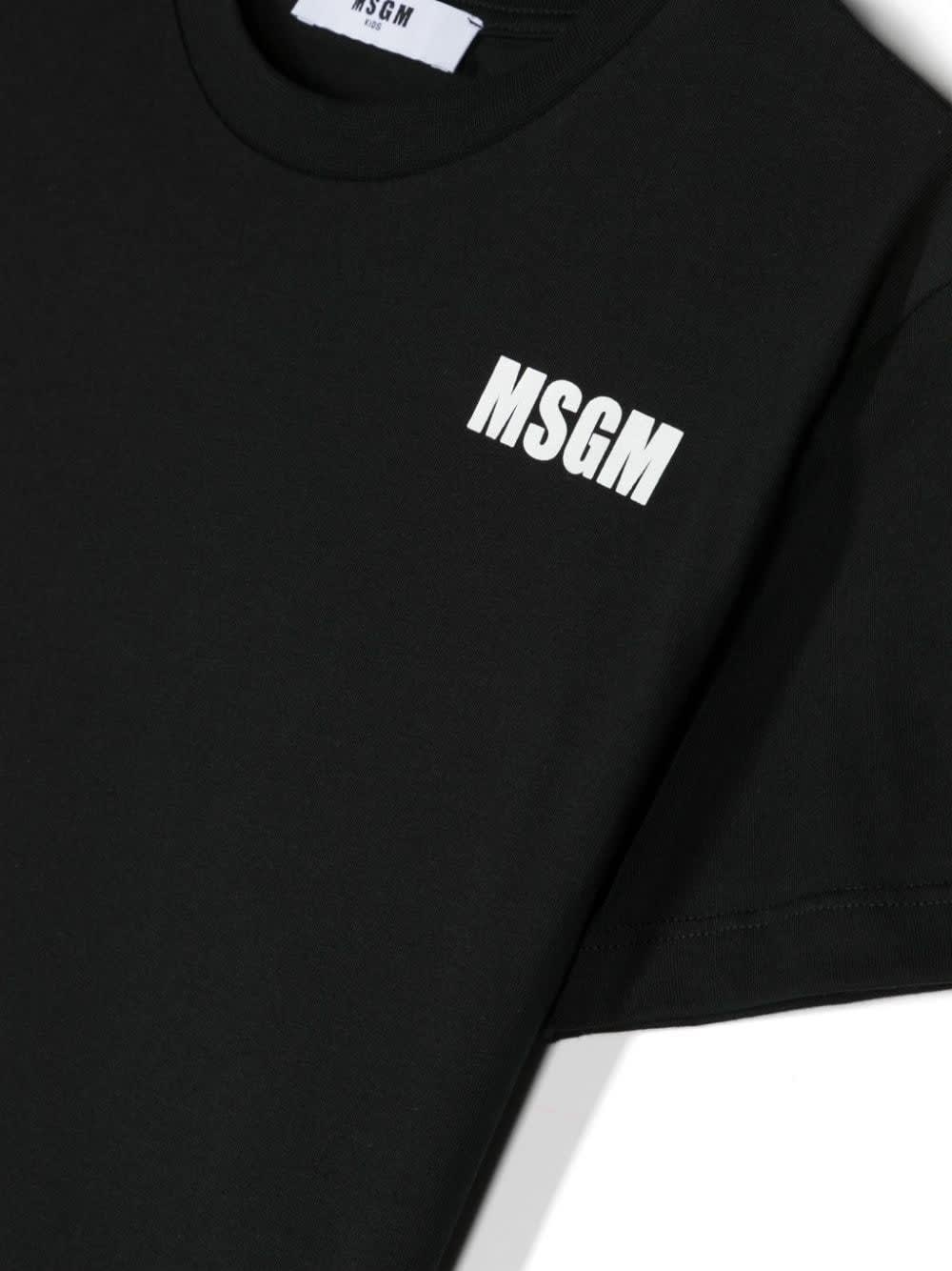 Shop Msgm Black T-shirt With Front And Back Logo