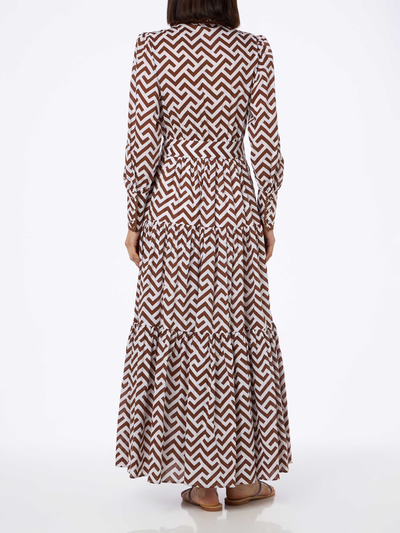 Mc2 Saint Barth Zigazag Print Woman Cotton Dress Jensen In White