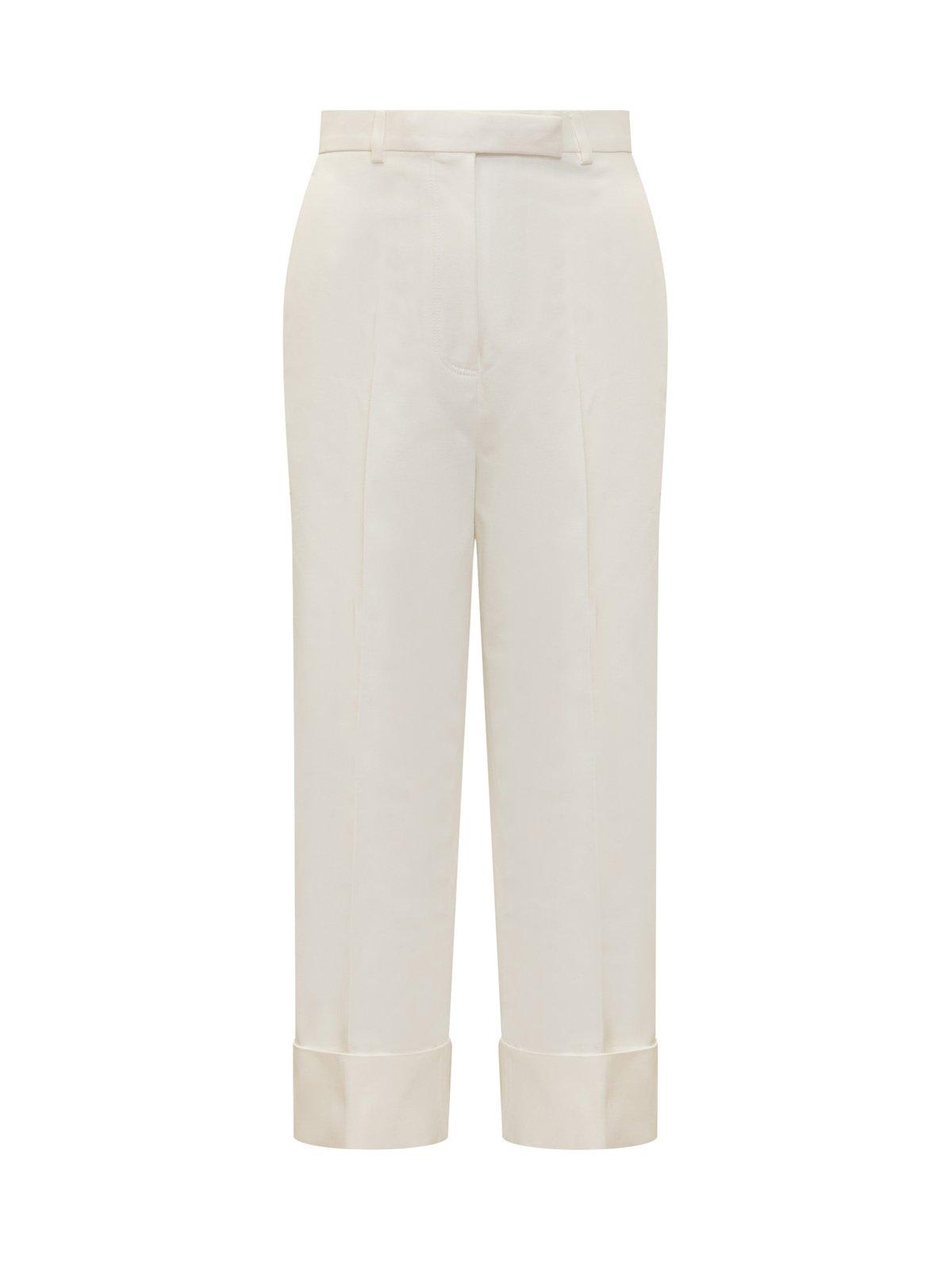 Shop Thom Browne Rwb Stripe Wide-leg Trousers In White