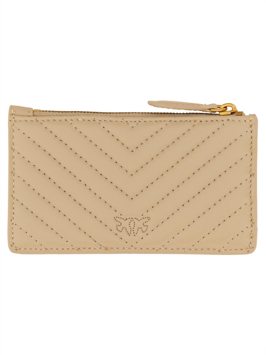 Pinko Porta Carte Con Logo In Beige