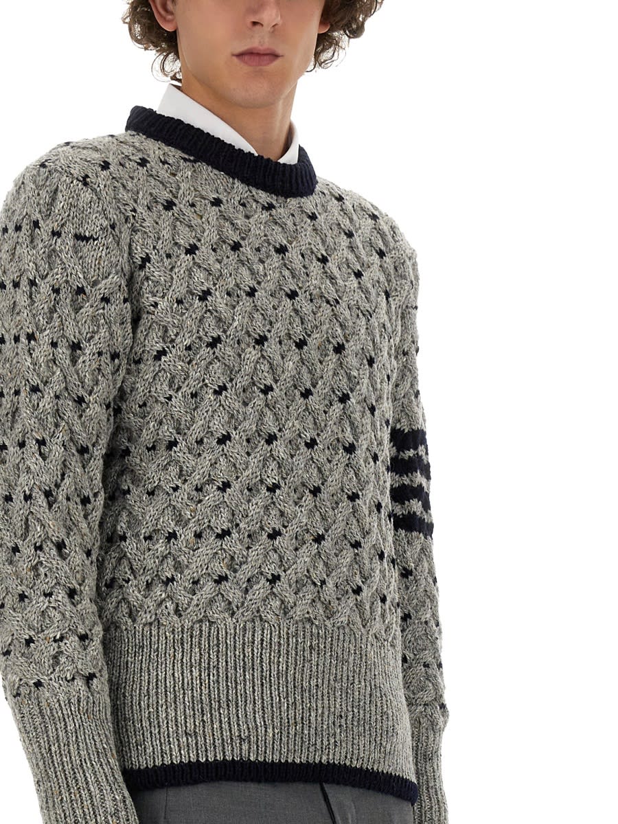 Shop Thom Browne Wool And Mohair Sweater In Grey
