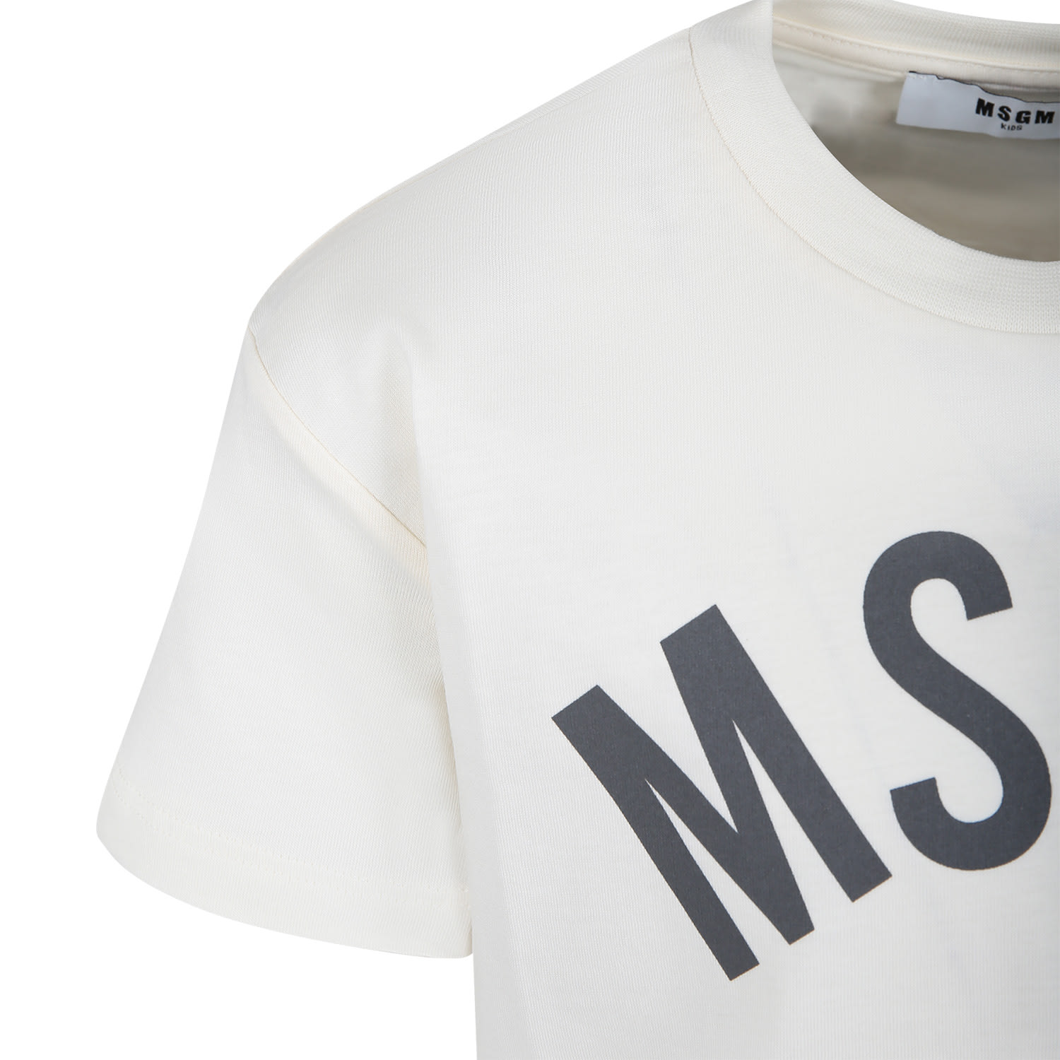 Shop Msgm Ivory T-shirt For Boy With Logo