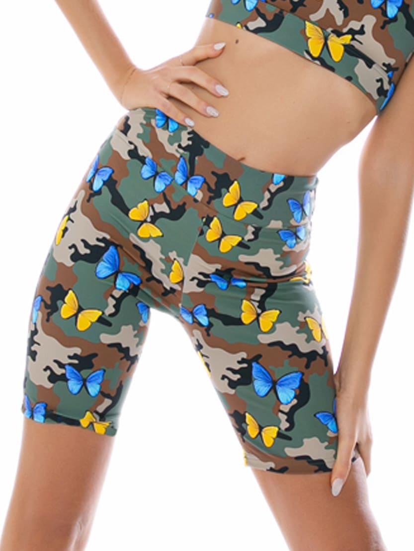 MC2 Saint Barth Biker Shorts Camouflage And Butterflies All-over Print