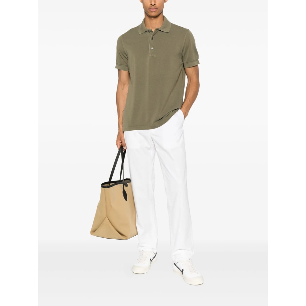Tom Ford Classic Pique Polo With Tailored Fit In Green