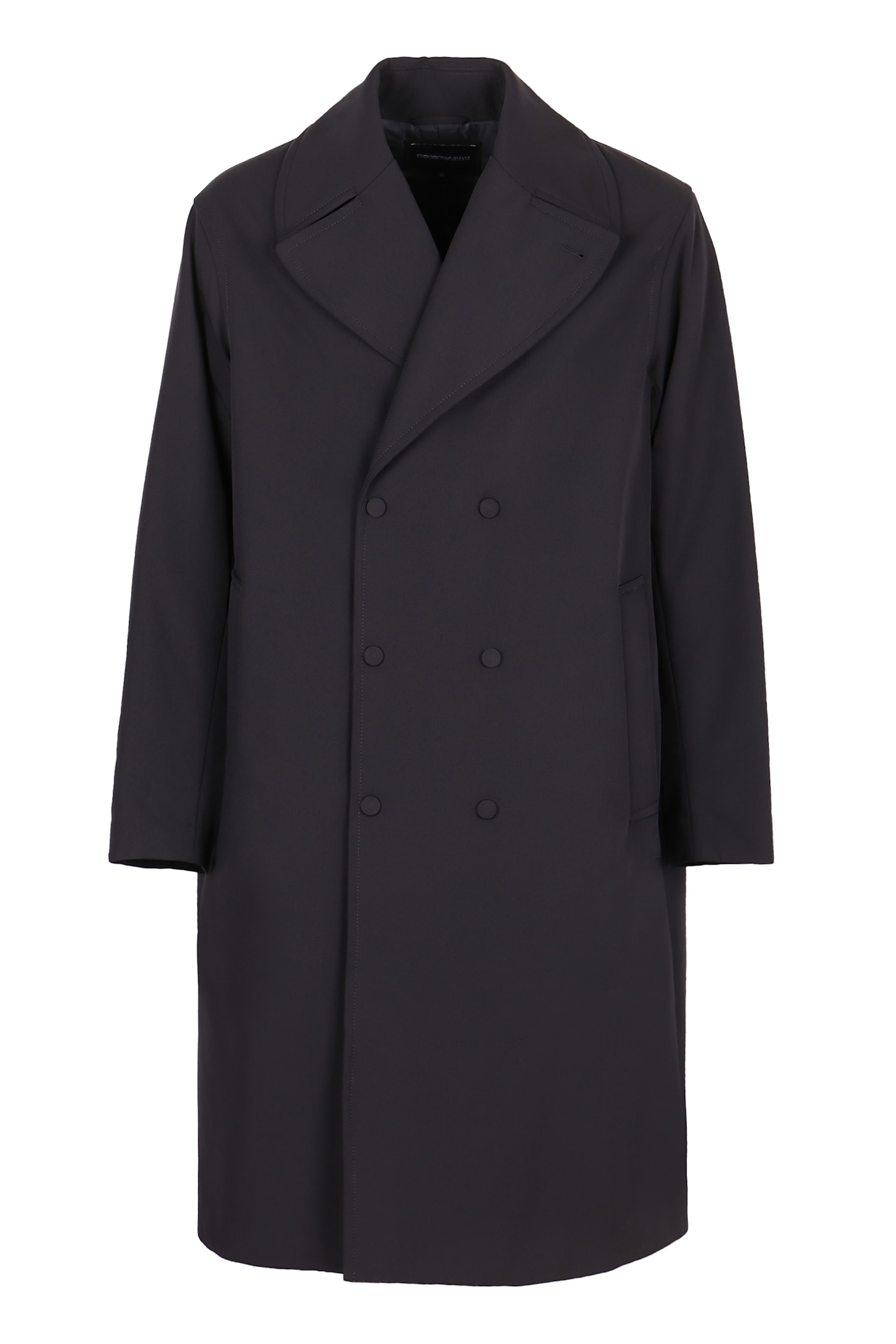 Shop Emporio Armani Techno Fabric Coat In Blue