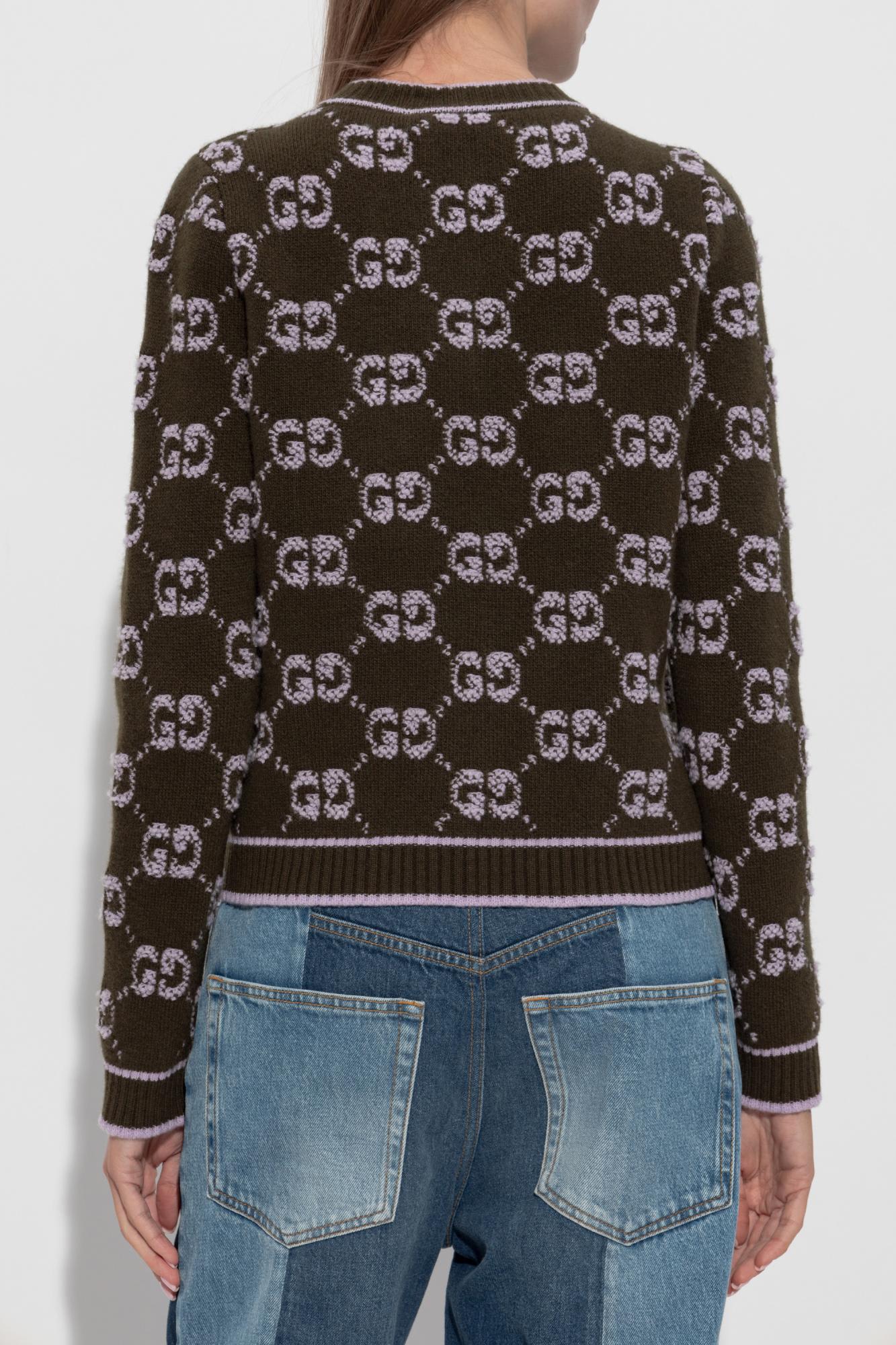 Gucci Wool Cardigan With Front Pockets And Long Sleeves In Brown