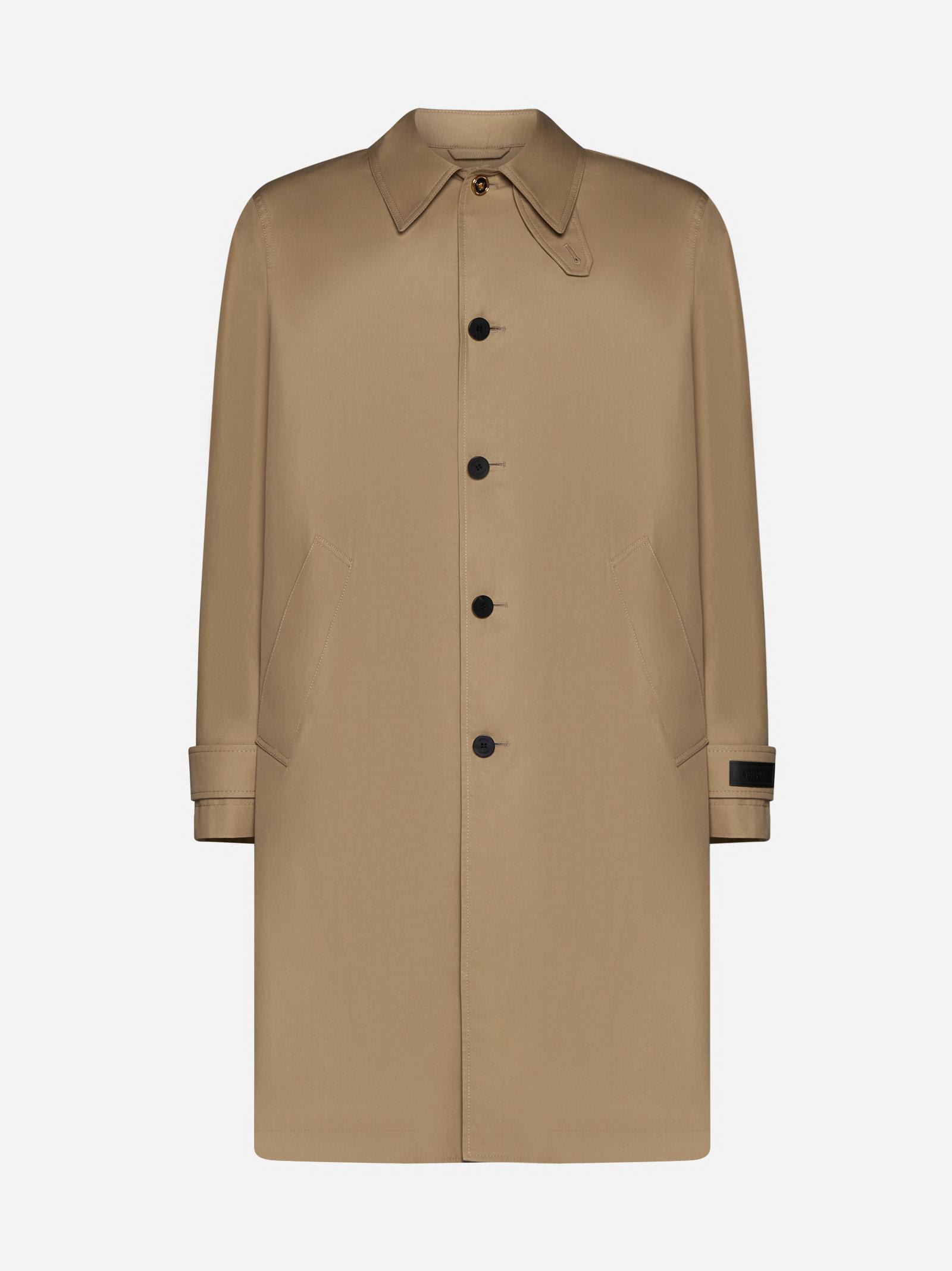 Shop Versace Straight Buttoned Coat In Champagne