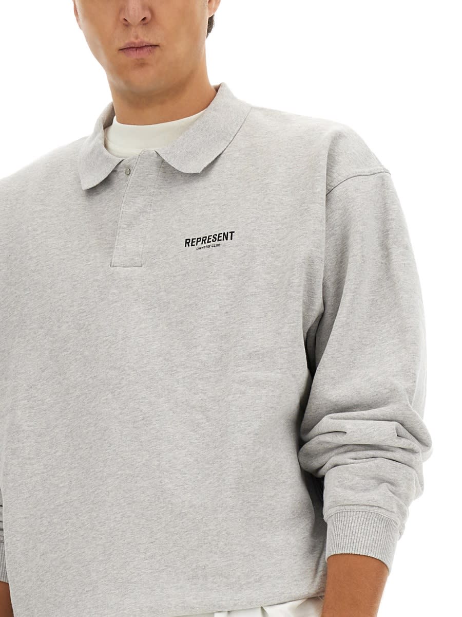 Shop Represent Polo With Logo In Grey