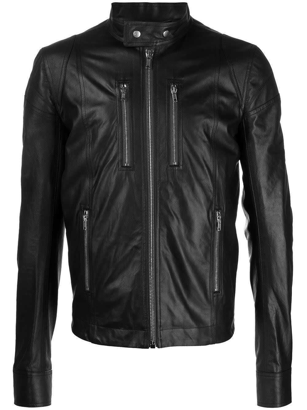 Rick Owens Black Leather Biker Jacket