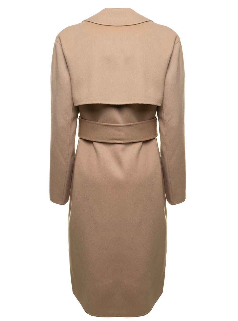Shop Theory Belted Straight Hem Coat In Brown