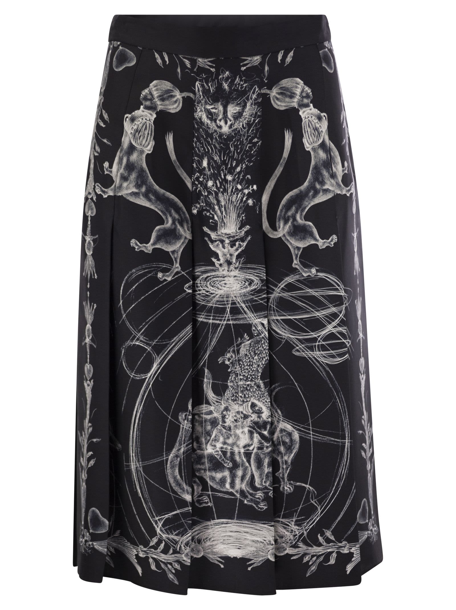 Printed Silk Twill Skirt