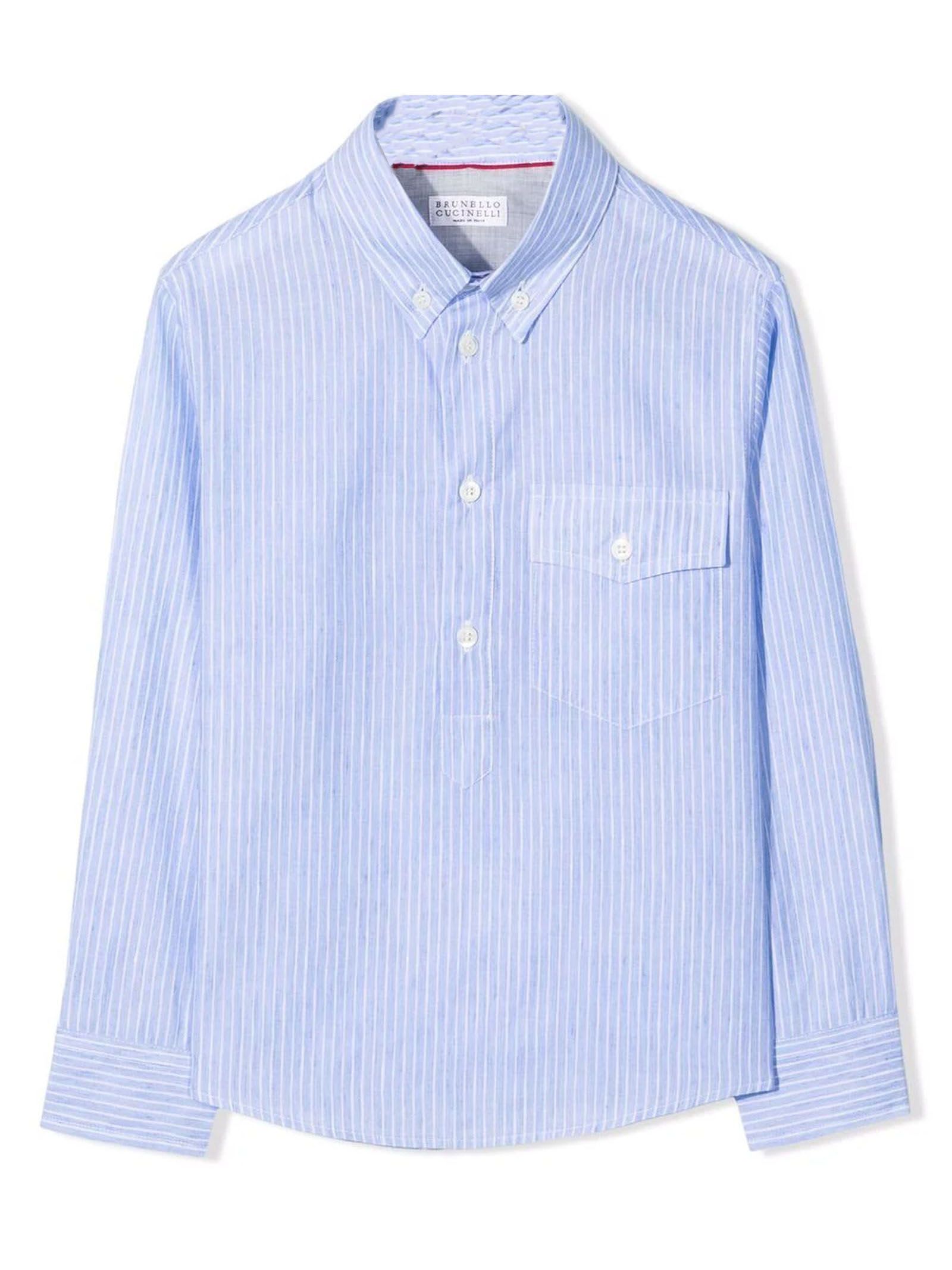 Brunello Cucinelli Blu Linen Shirt