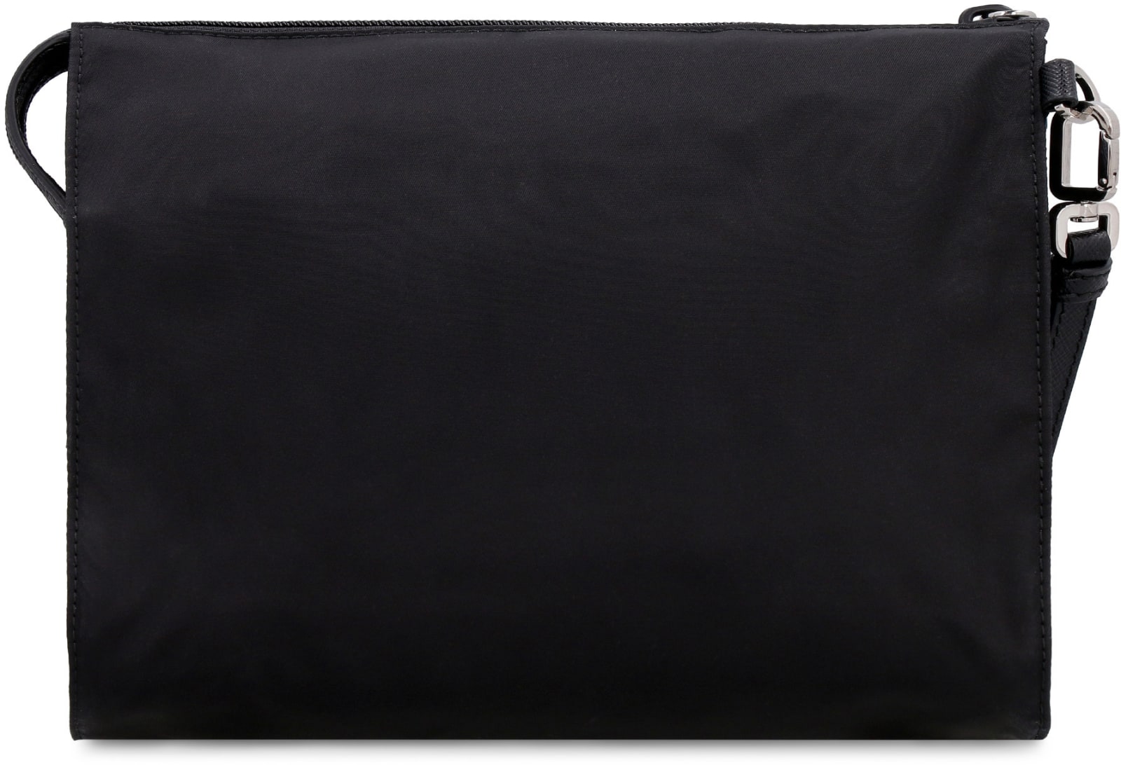 Prada Rectangular Re-nylon Clutch With Detachable Wrist Handle In Black