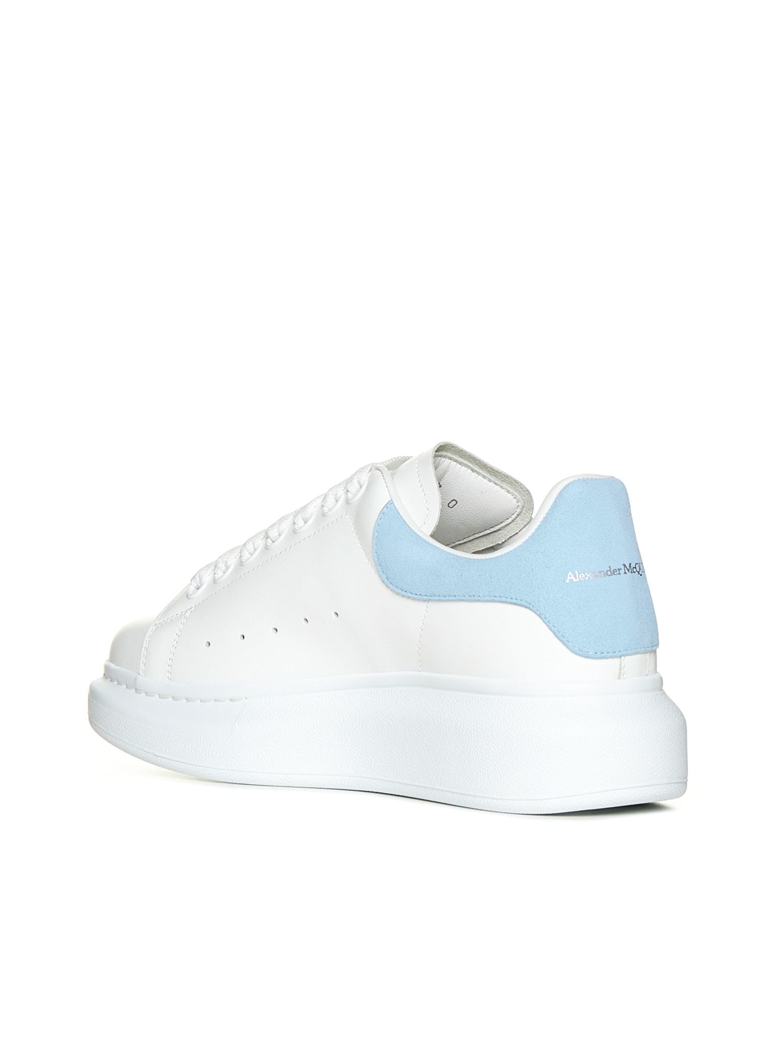 ALEXANDER MCQUEEN SNEAKERS IN LEATHER AND LIGHT BLUE HEEL 