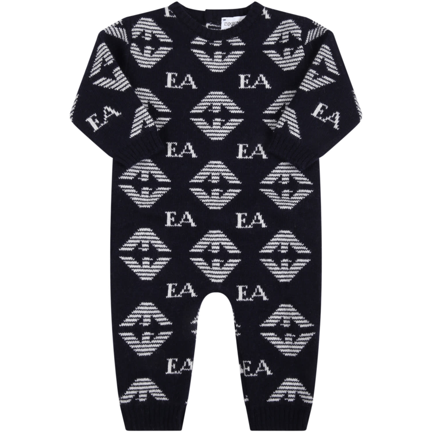 Armani Collezioni Blue Babygrow For Baby Boy With Eagles
