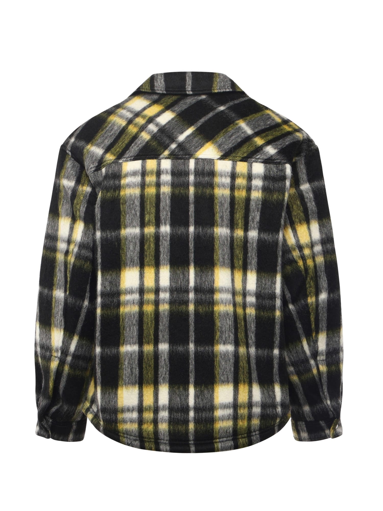 Represent Textured Overshirt With Classic Collar And Button-down Front In Black