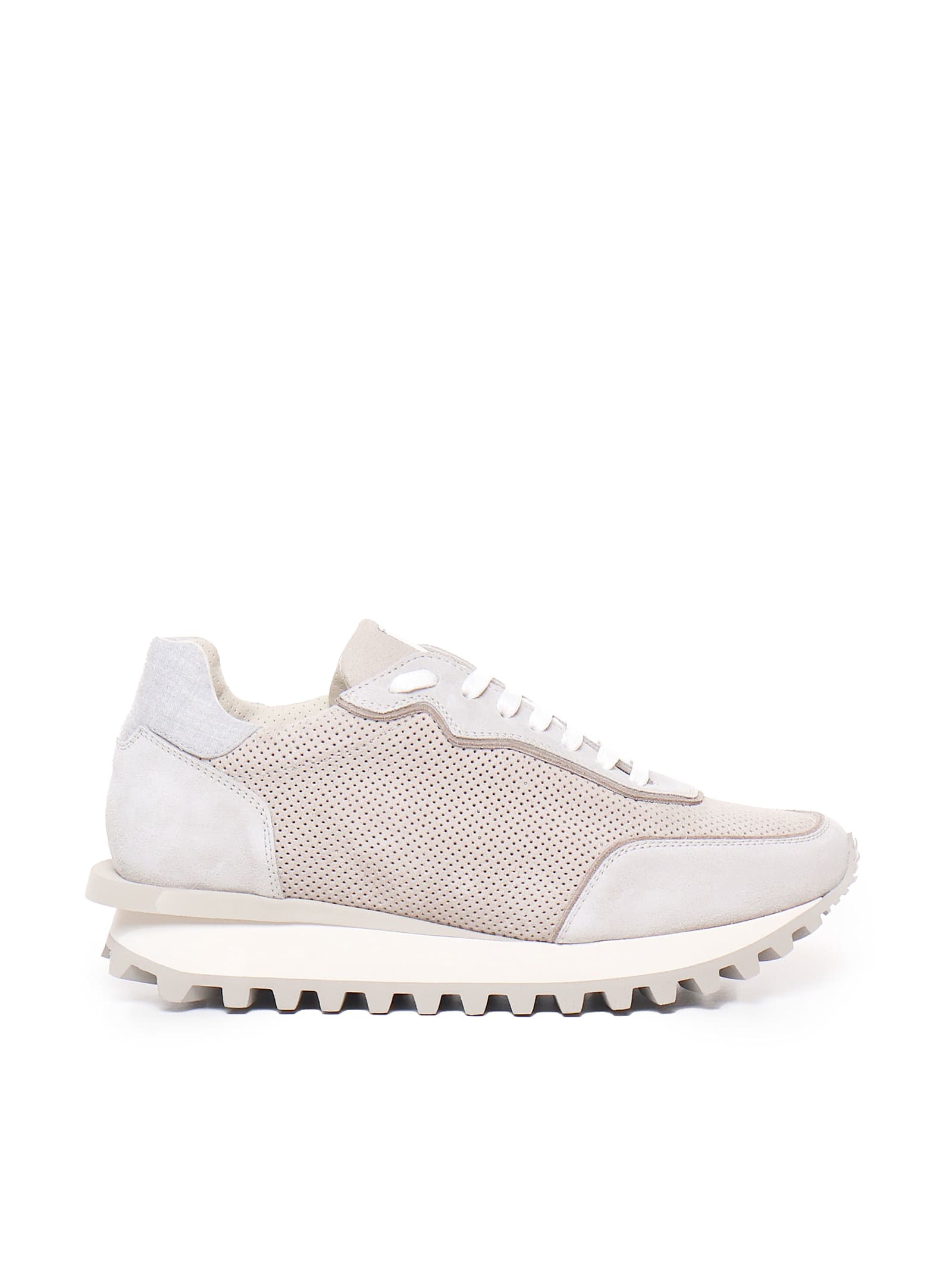 Shop Eleventy Sneakers With Notched Sole In Sand, Grey