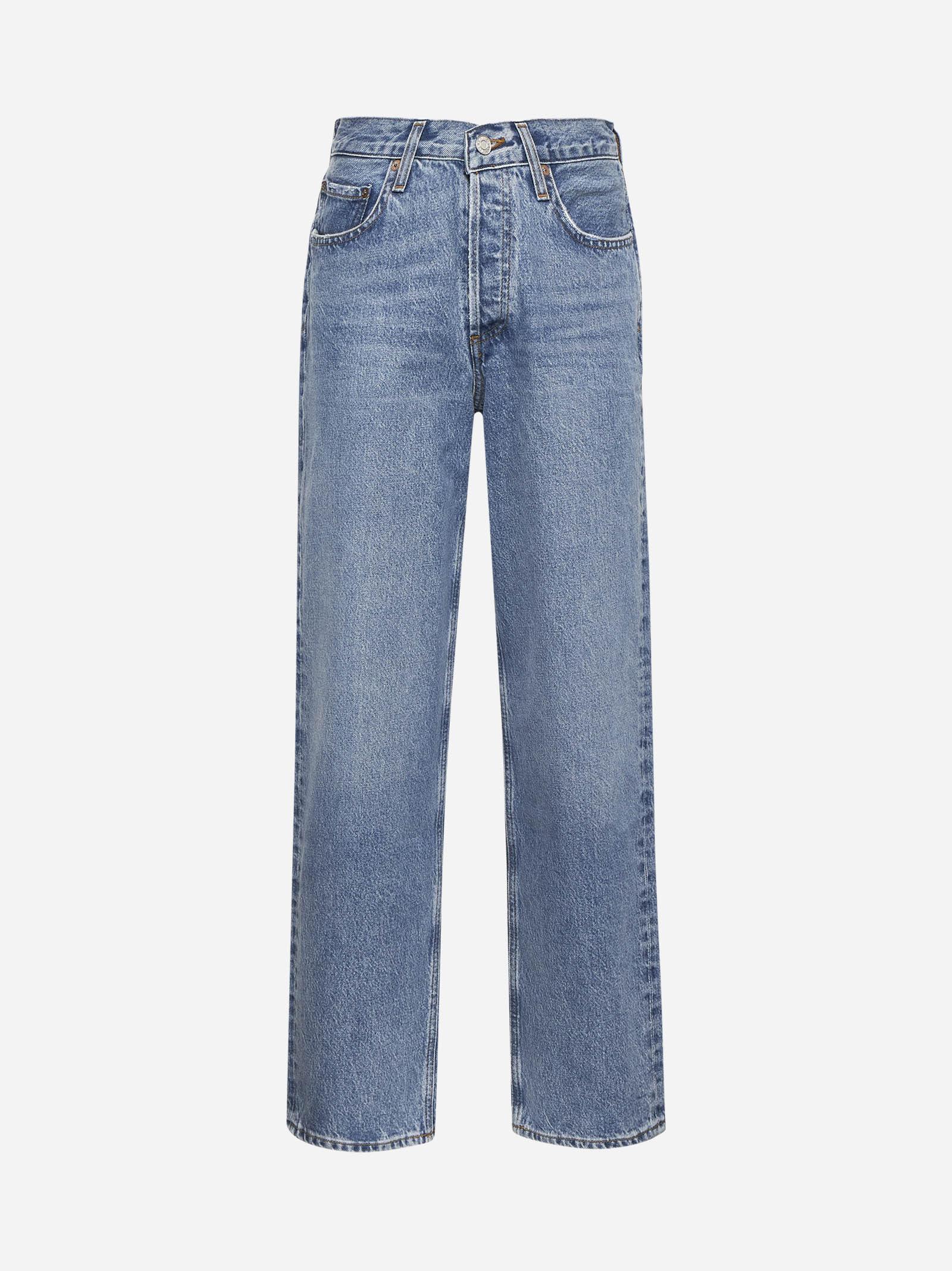 Light Blue V-waist Baggy Jeans