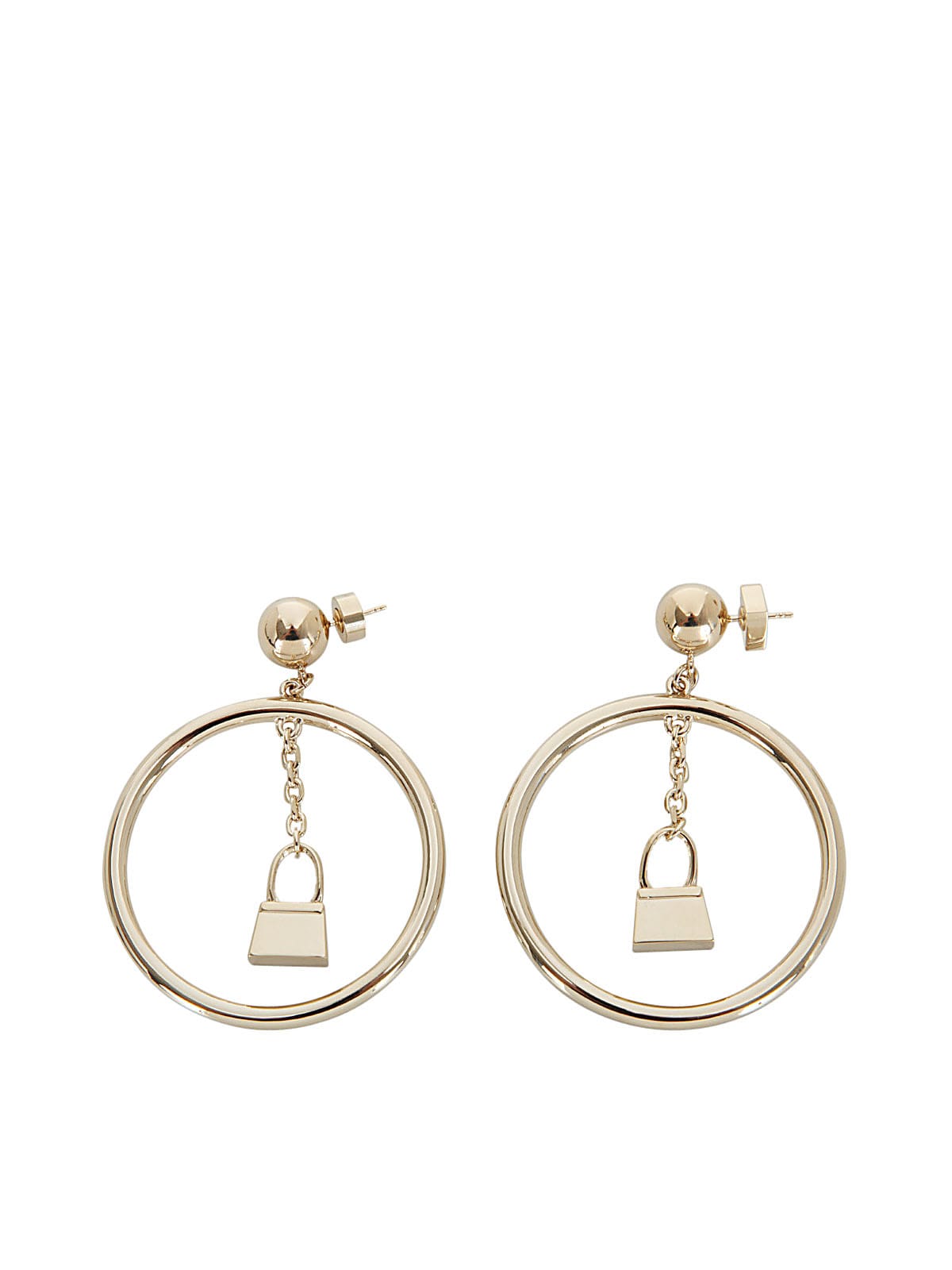 Shop Jacquemus L`anneau Chiquito Earrings With Circle Pendant In Light Gold