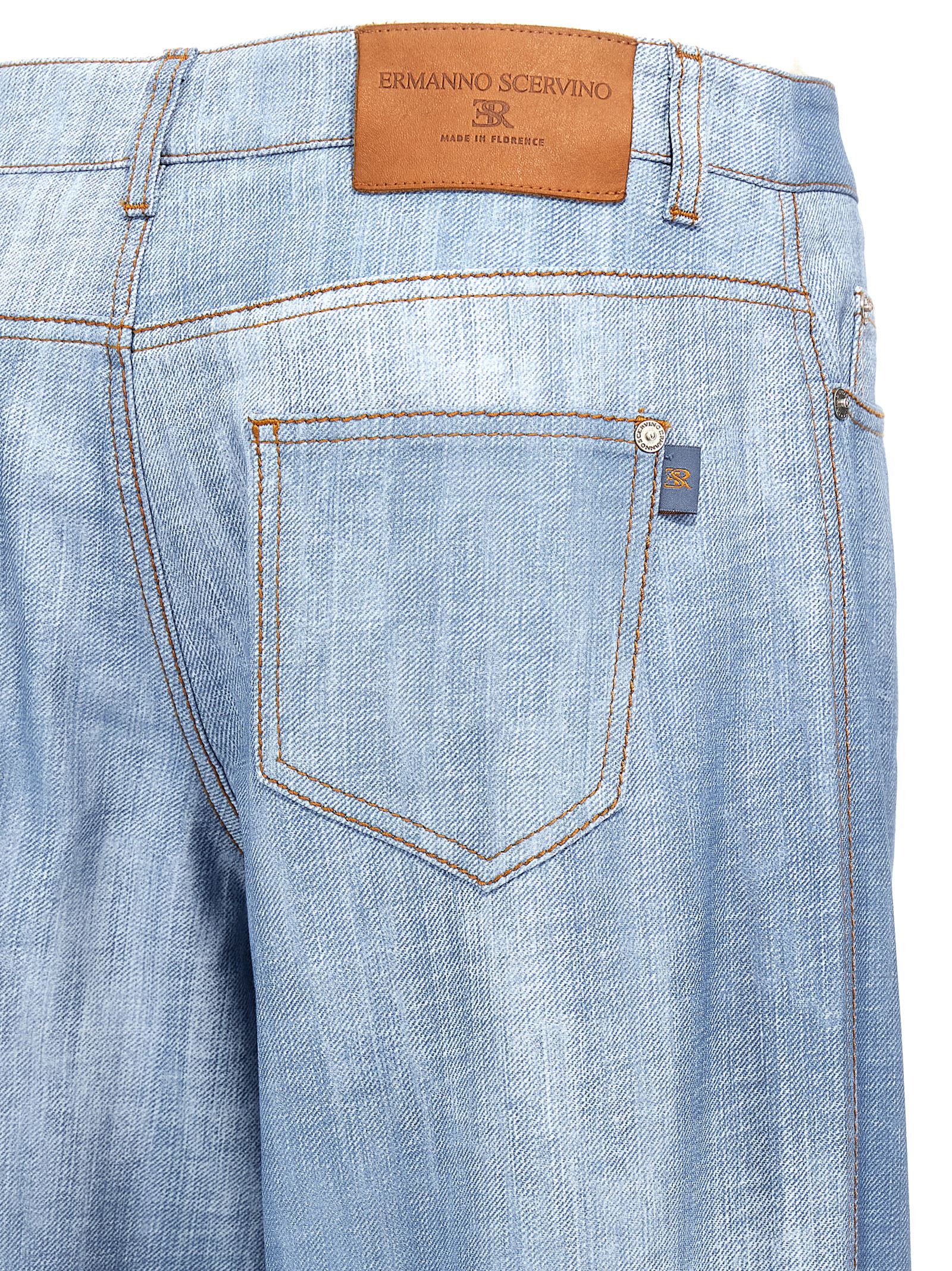 Shop Ermanno Scervino Denim Effect Pants In Light Blue