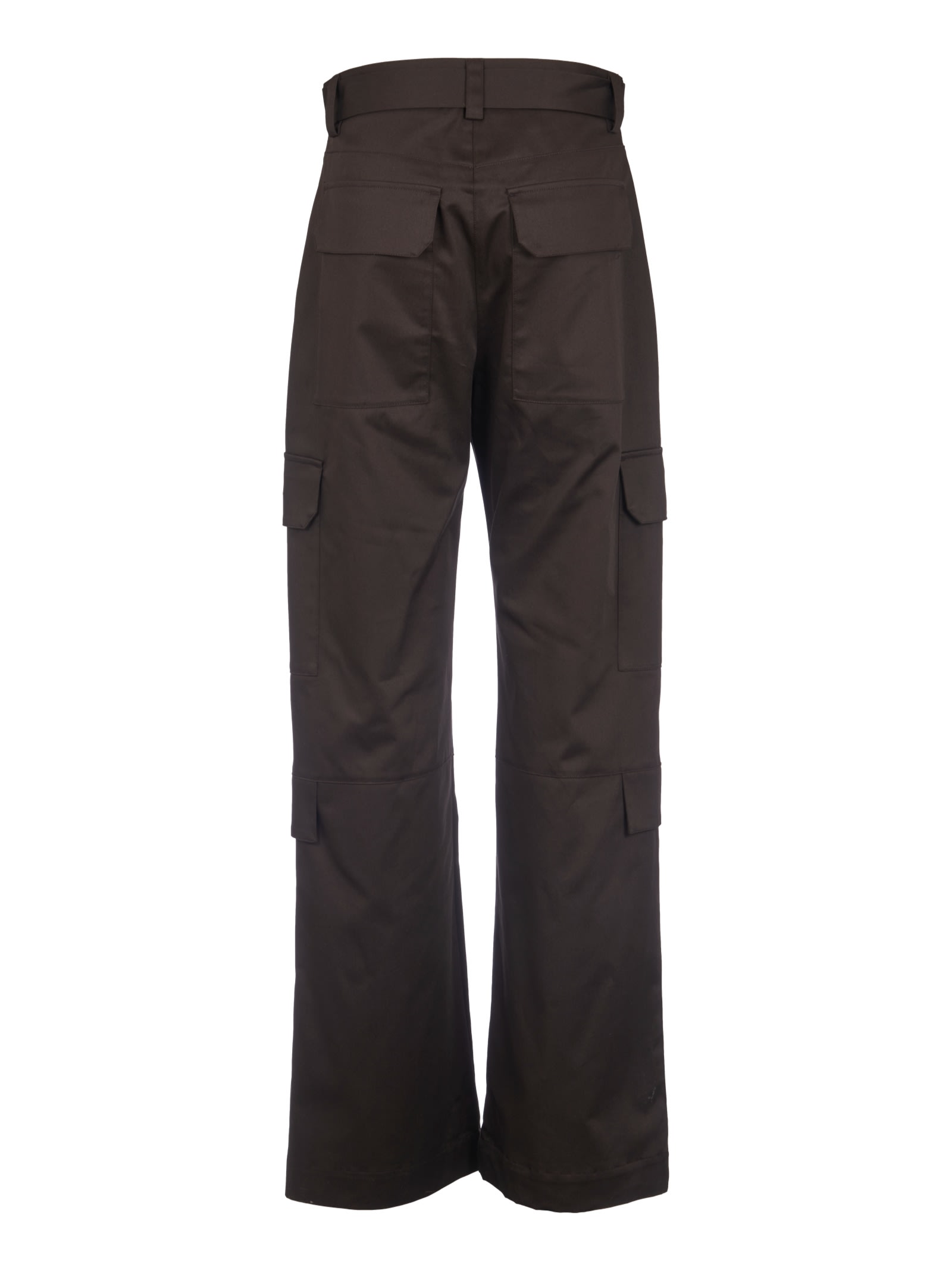 Shop Msgm Belted Cargo Trousers In Brown