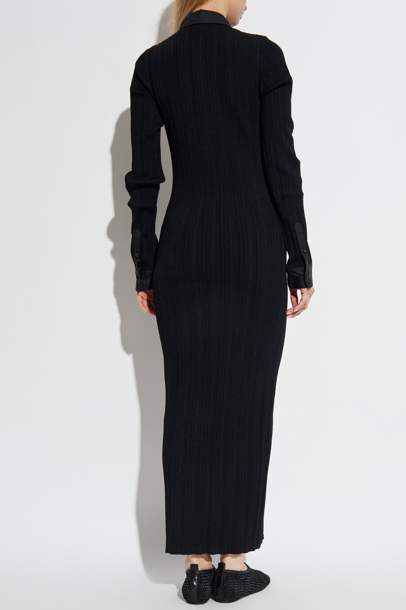Totême Womens Button-down Knitted Shirt Maxi Dress Black