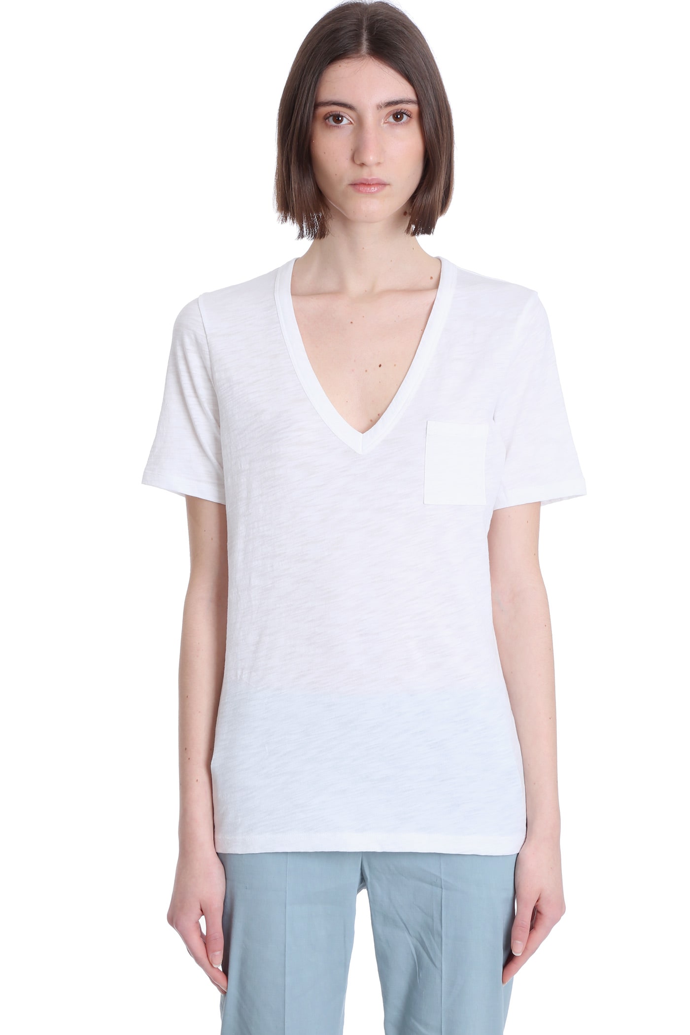 THEORY T-SHIRT IN WHITE COTTON,11861136
