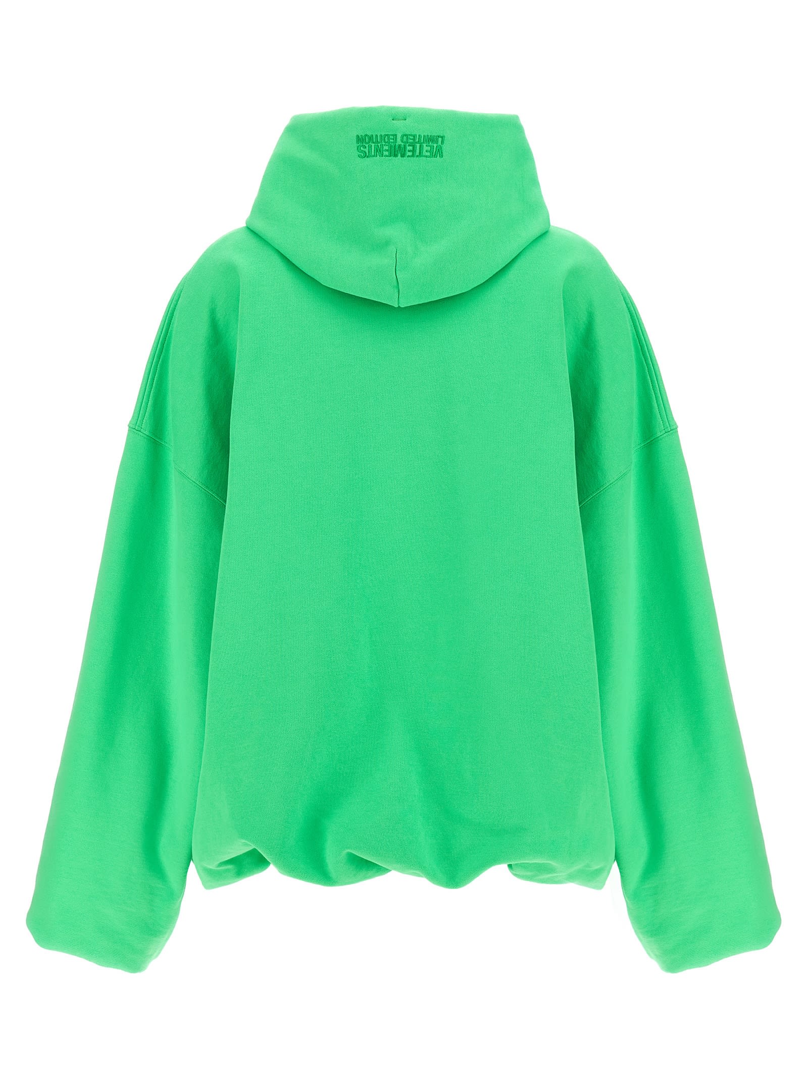 Vetements Oval Logo Hoodie With Drawstring Hood In Green
