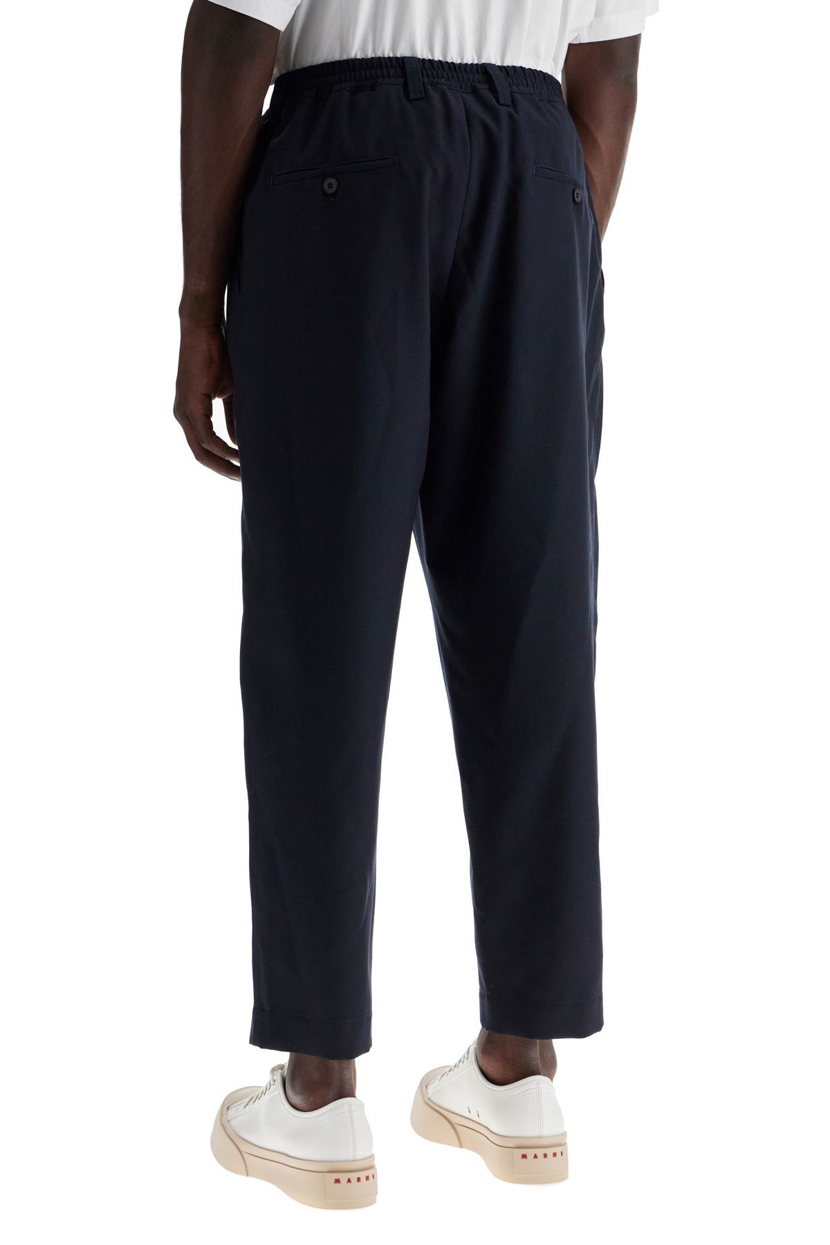 Shop Marni Tropical Wool Cropped Pants In In Blue (blue)