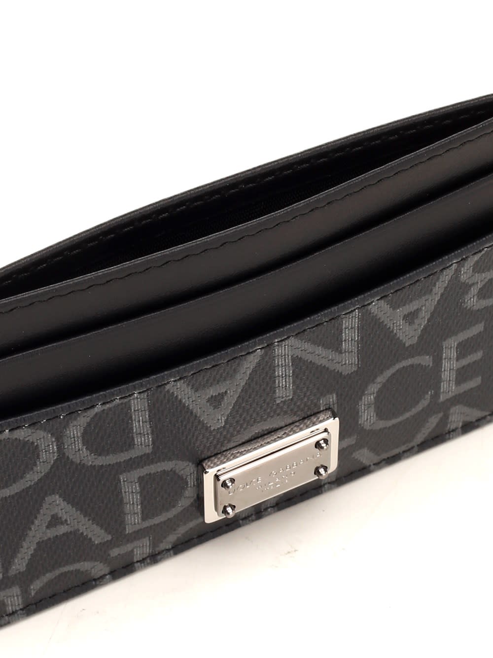 Shop Dolce & Gabbana Card Holder With All-over Logo In Nero