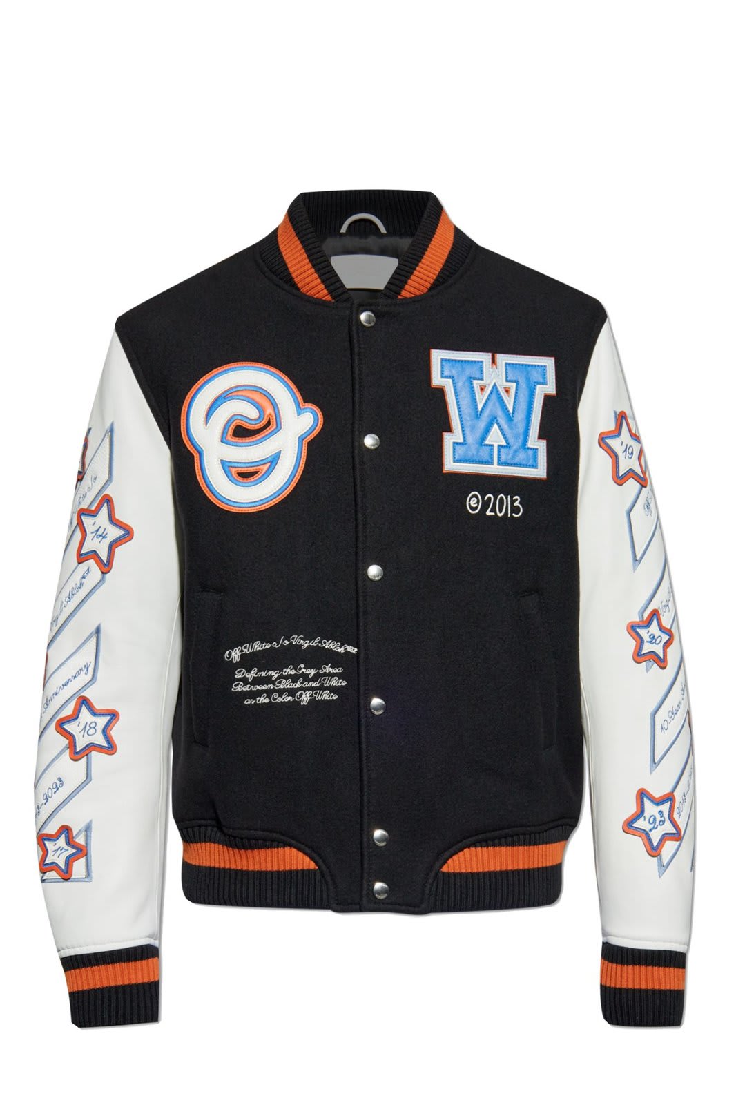 Shop Off-white Patchwork Varsity Jacket In Black/white