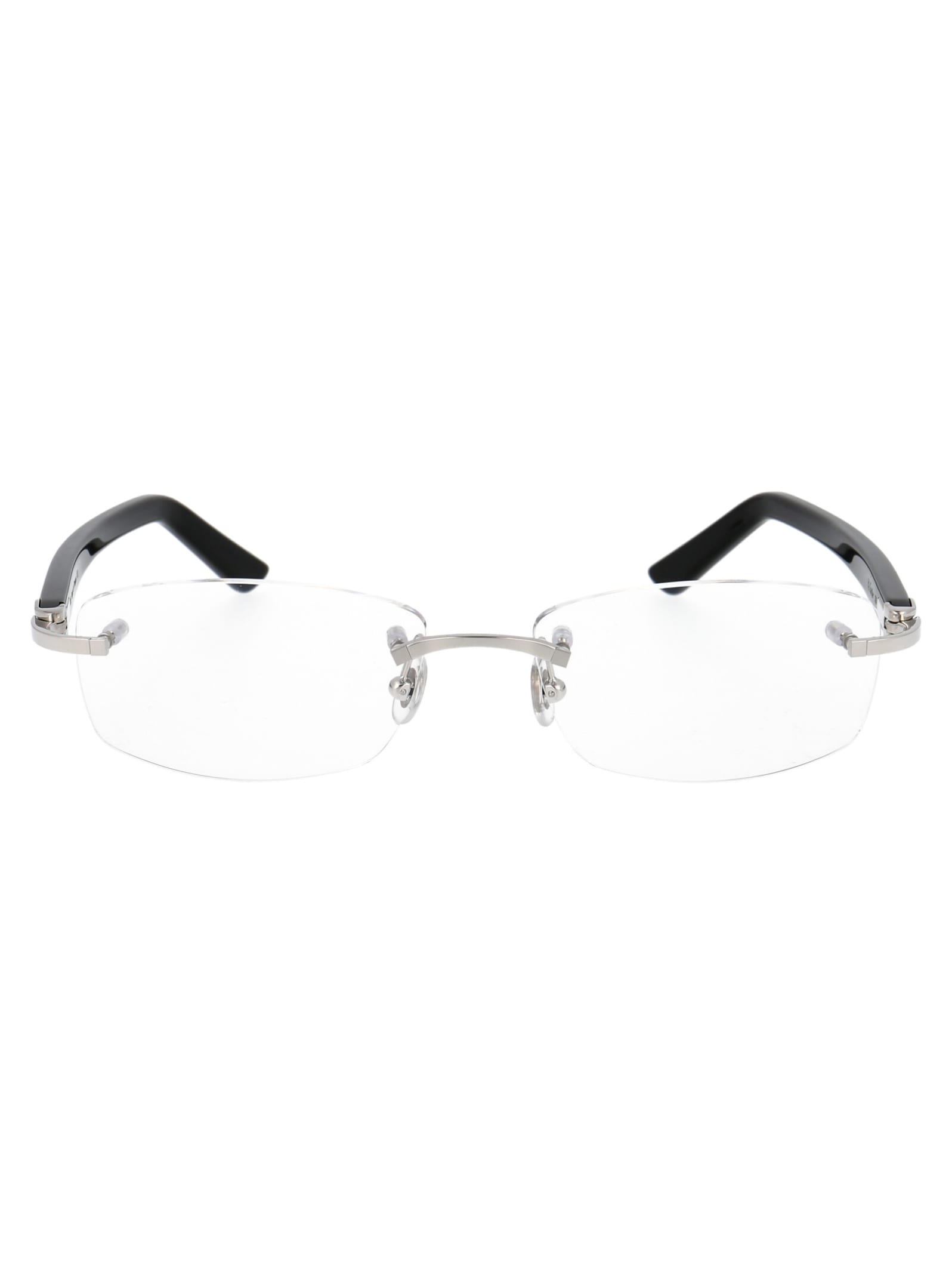 Cartier Ct0048o Glasses In 003 Silver Black Transparent