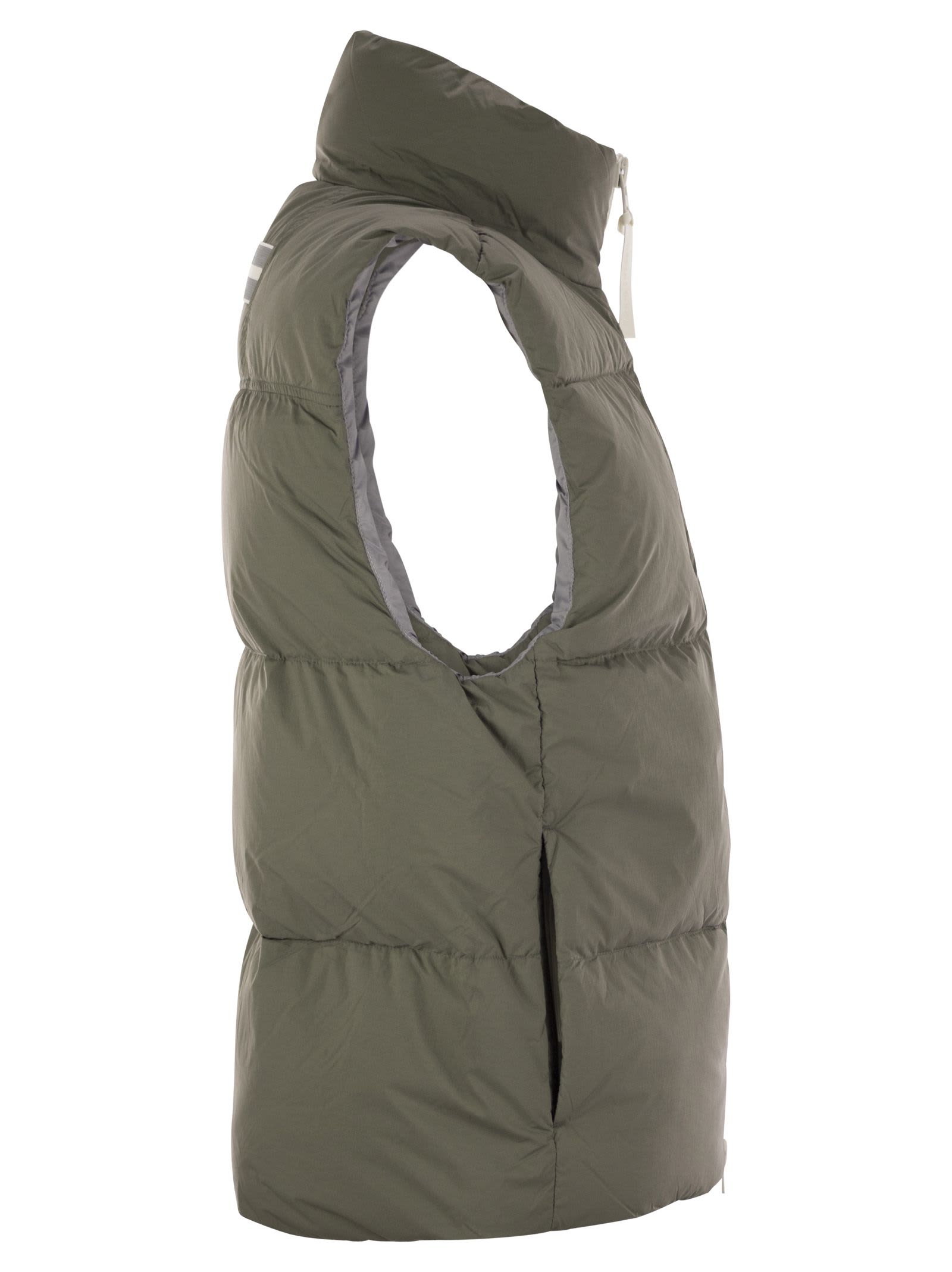 Shop Canada Goose Lawrence - Padded Gilet With White Logo In Sage