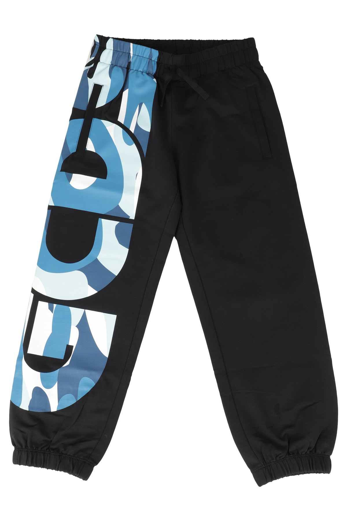 Gcds Mini Gcds Pantaloni Neri In Felpa Di Cotone In Nero