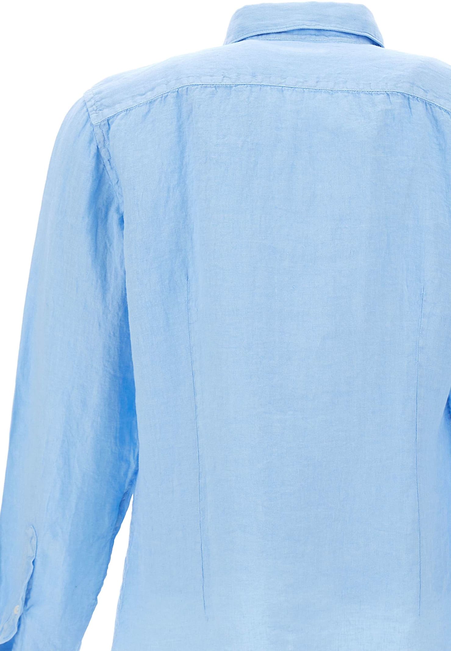 Shop Fay Linen Shirt In Clear Blue