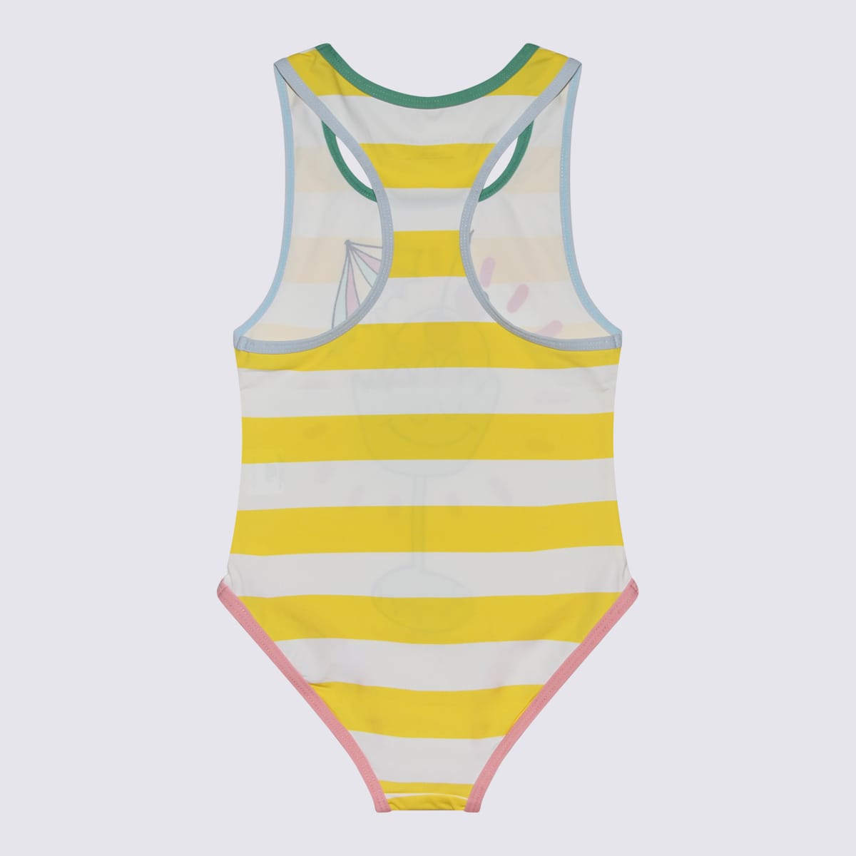 Shop Stella Mccartney White Multicolour Swimsuit In Ivory/yellow