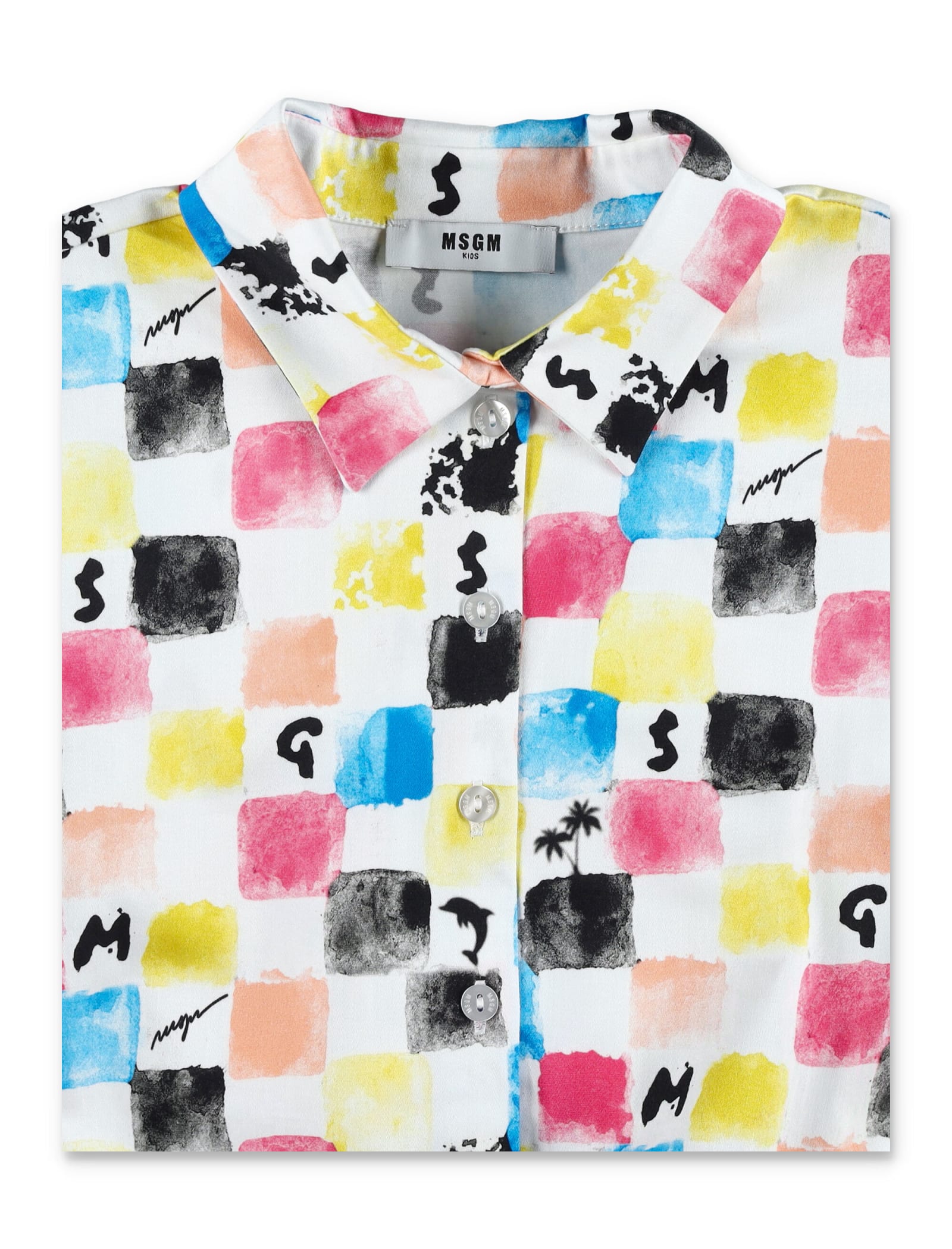 Shop Msgm Printed Cropped Shirt In Multicolor