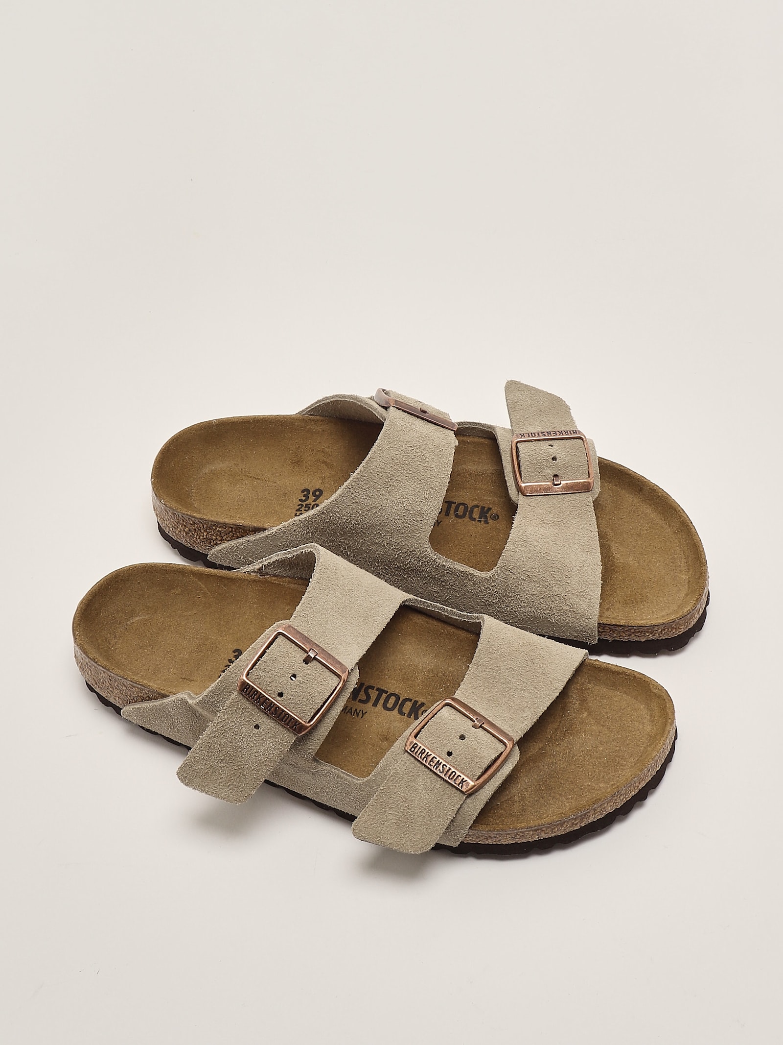 Birkenstock Arizona Taupe Suede Leather Sandal In Gray