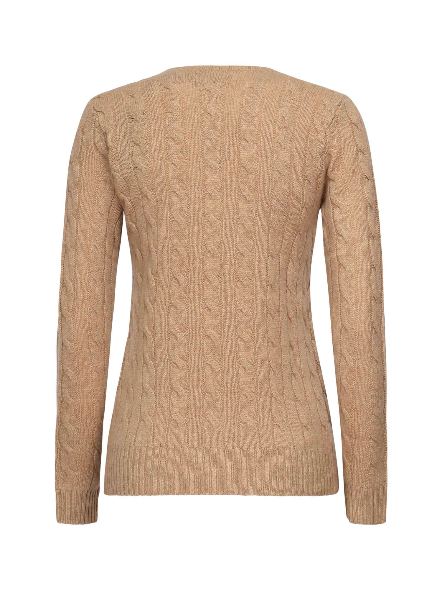 Polo Ralph Lauren Plaited Wool And Cashmere Crew-neck In Brown