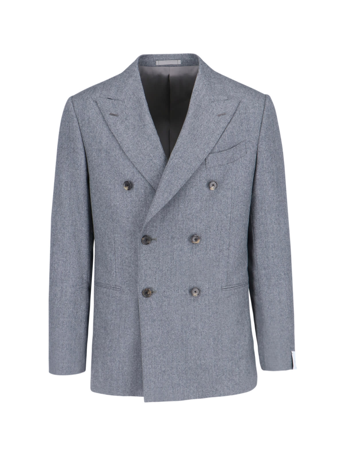 Shop Caruso Double-breasted Suit In Gray