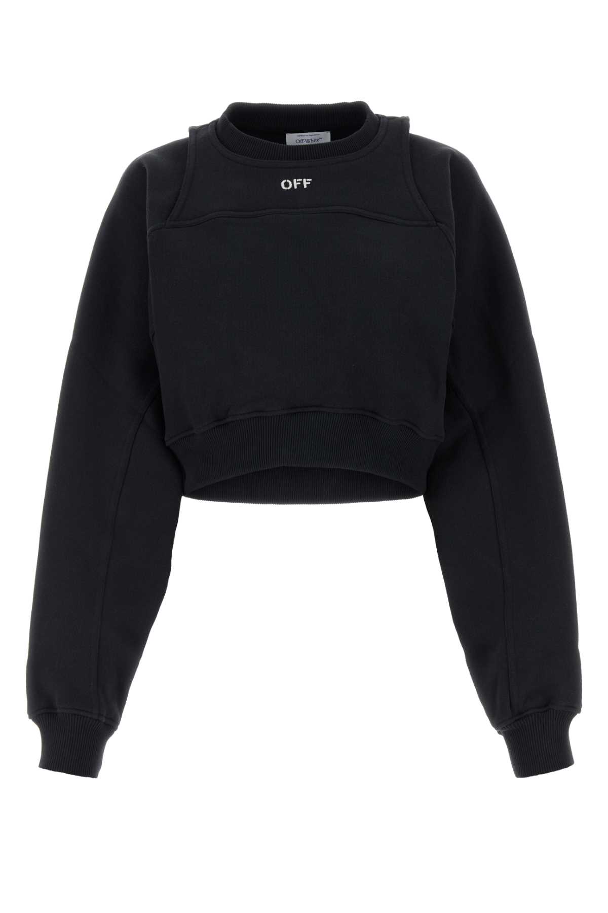 Shop Off-white Black Cotton Sweatshirt In Blackwhit