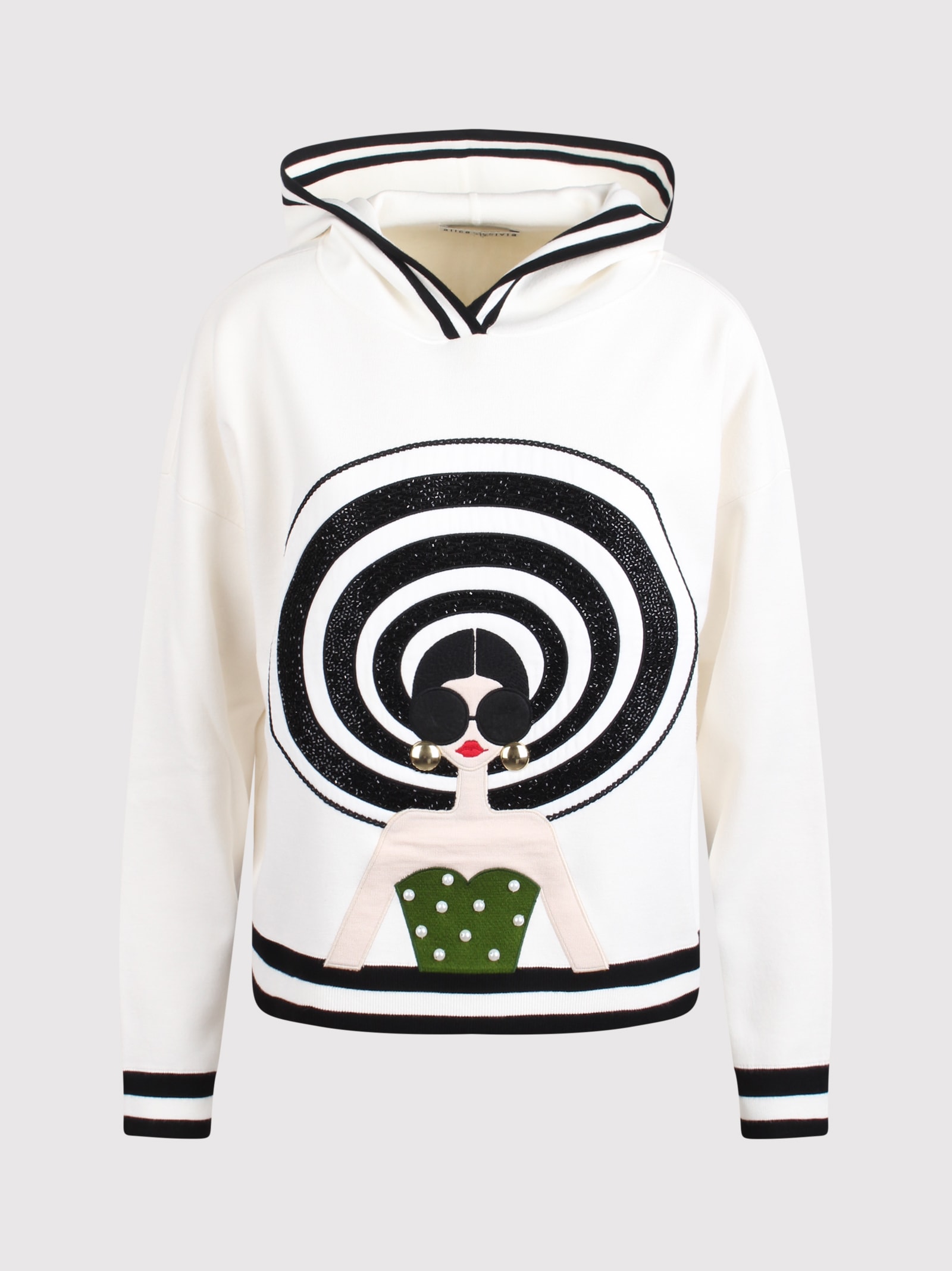 ALICE AND OLIVIA ALICE OLIVIA OSCAR STACEFACE KNIT HOODIE 