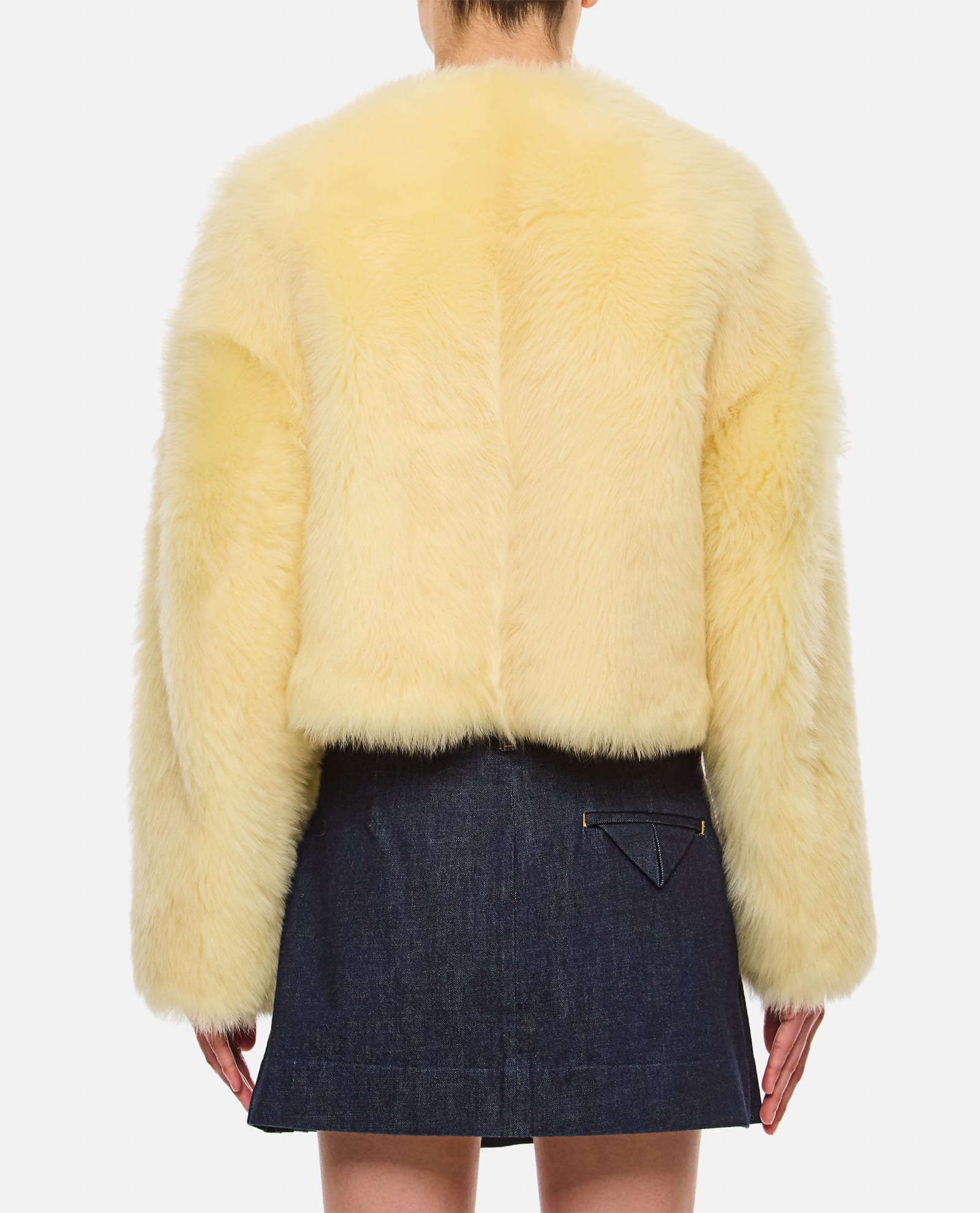 Shop Bottega Veneta Short Shearling Jacket In Yellow