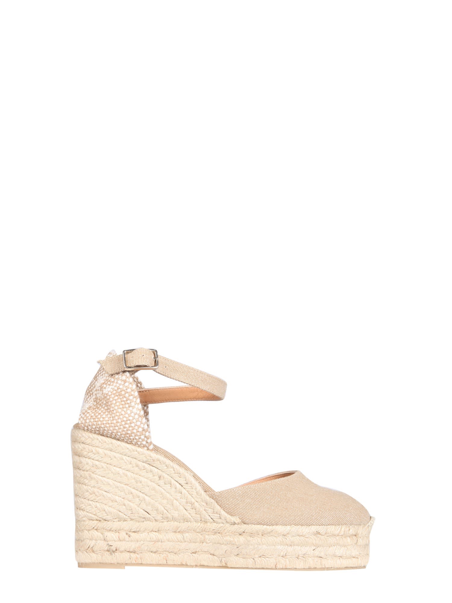 Shop Castaã±er Carol Espadrille With Wedge In Beige